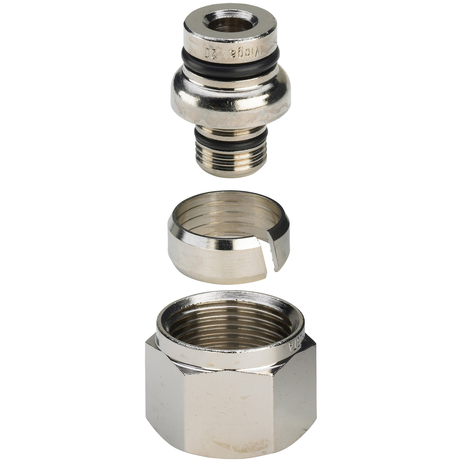 Viega Klemmringverschraubung 1019.1 20mm Rotguss Sanfix Fosta vernickelte Überwurfmutter 495435