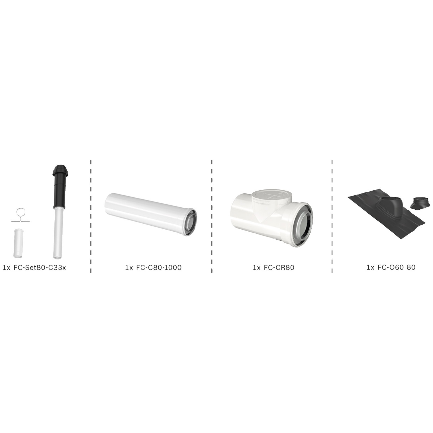 Bosch Abgas-Standardpaket BOPA FC09 Dachdurchgang 80-125 schwarz RLU 7739617760