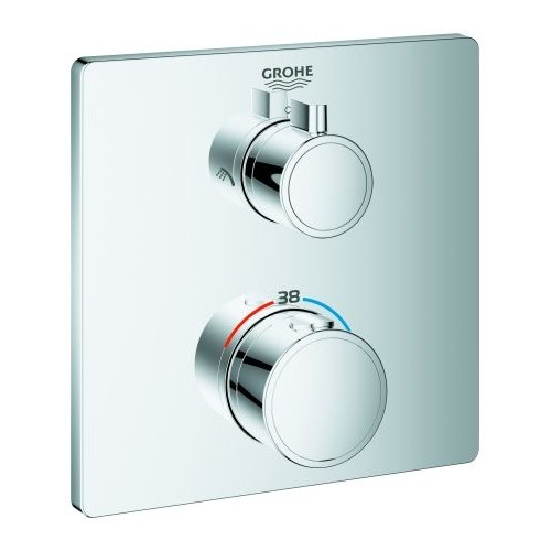 GROHE Thermostat-Brausebatterie Grohtherm 2407 2 Abgaenge FMS Rapido SmartBox eckig chrom 24079000