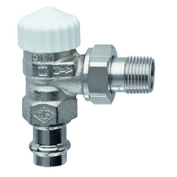 IMI Hydronic Thermostat-Ventilunterteil V-exact II Eck 1-2 Zoll Viega-Press 15mm Rotguss 3717-15.000