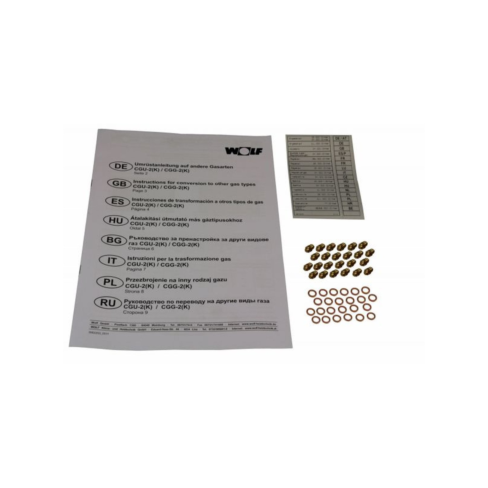 Wolf Umrüstsatz Erdgas LL Flüssiggas auf Erdgas E CGU-2K Heizwertgerät 8612654