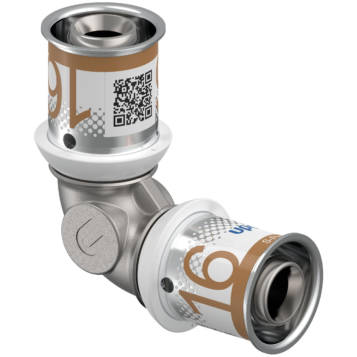 Uponor S-Press PLUS Bogen 90 Grad 16 mm Pressfitting DVGW zertifiziert PPSU Messing verzinnt 1070527