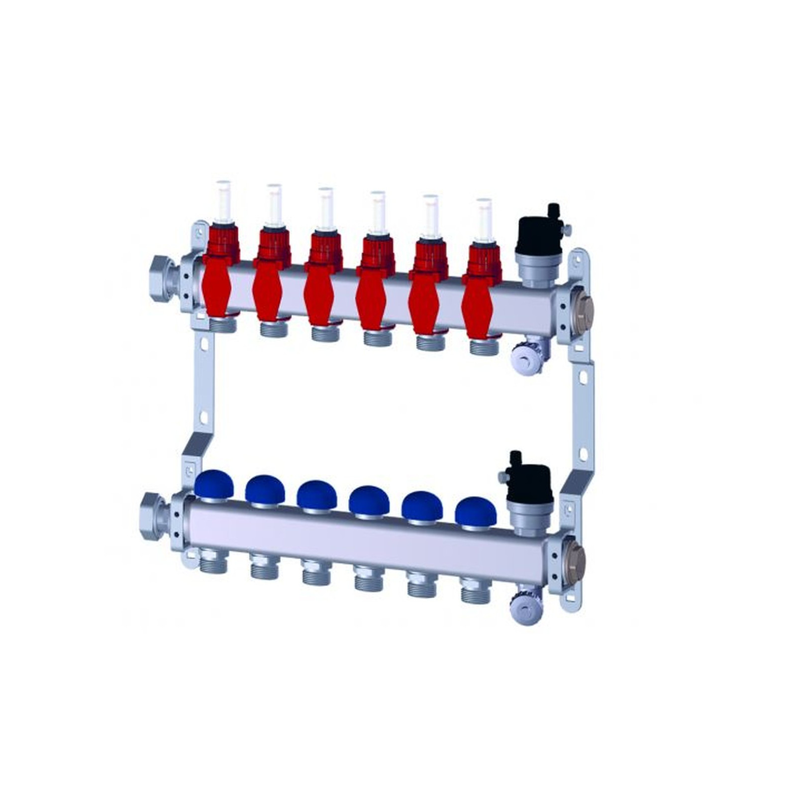 Purmo Premium line FBWMSST0640142P Heizkreisverteiler 6 Kreise Edelstahl Durchflussmengenmesser