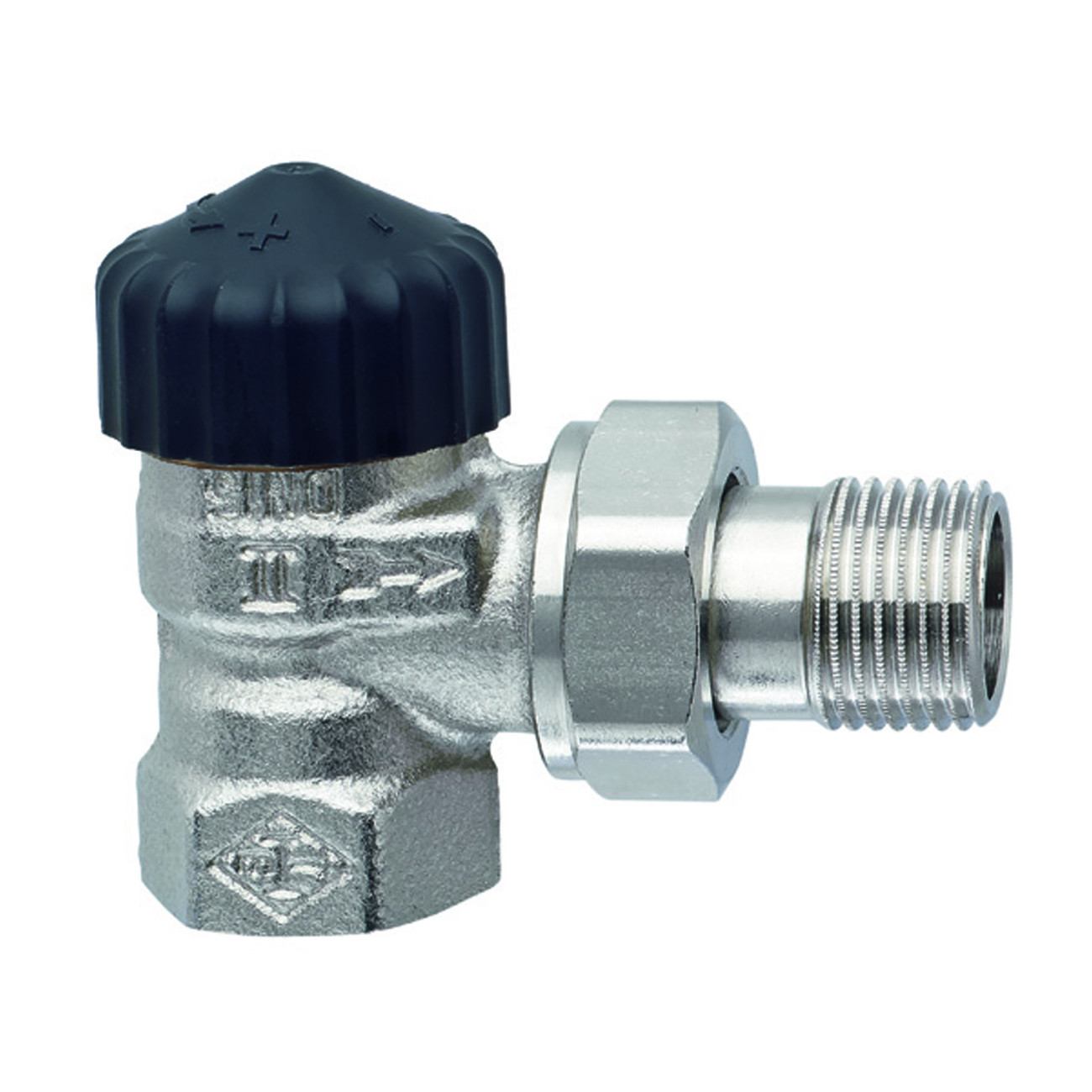 Heimeier Thermostatventil DN25 1 Zoll Eckform Rotguss vernickelt Innengewinde 2201-04.000