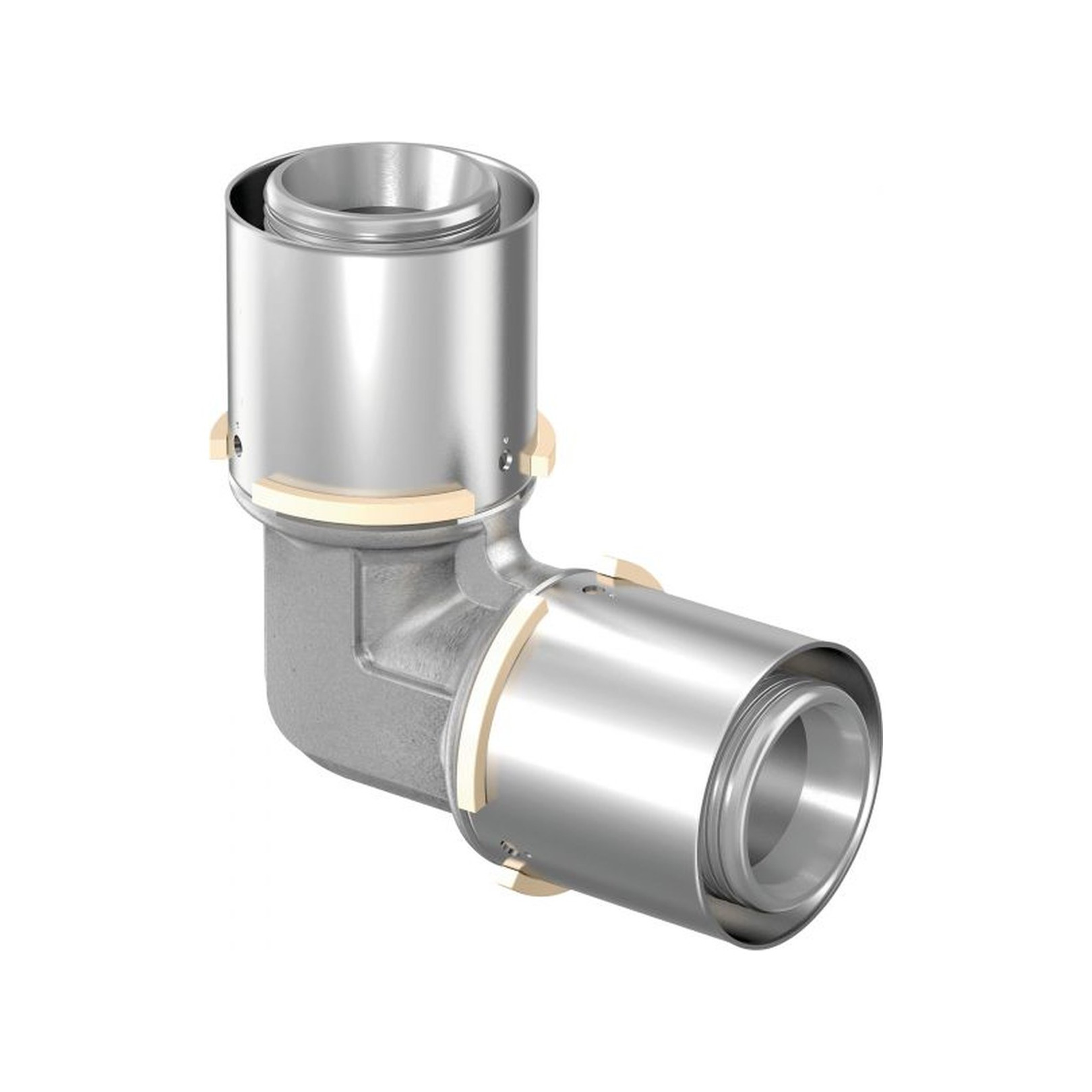 Uponor S-Press Winkel 90 Grad 50 mm Pressfitting Messing verzinnt DVGW 1046911