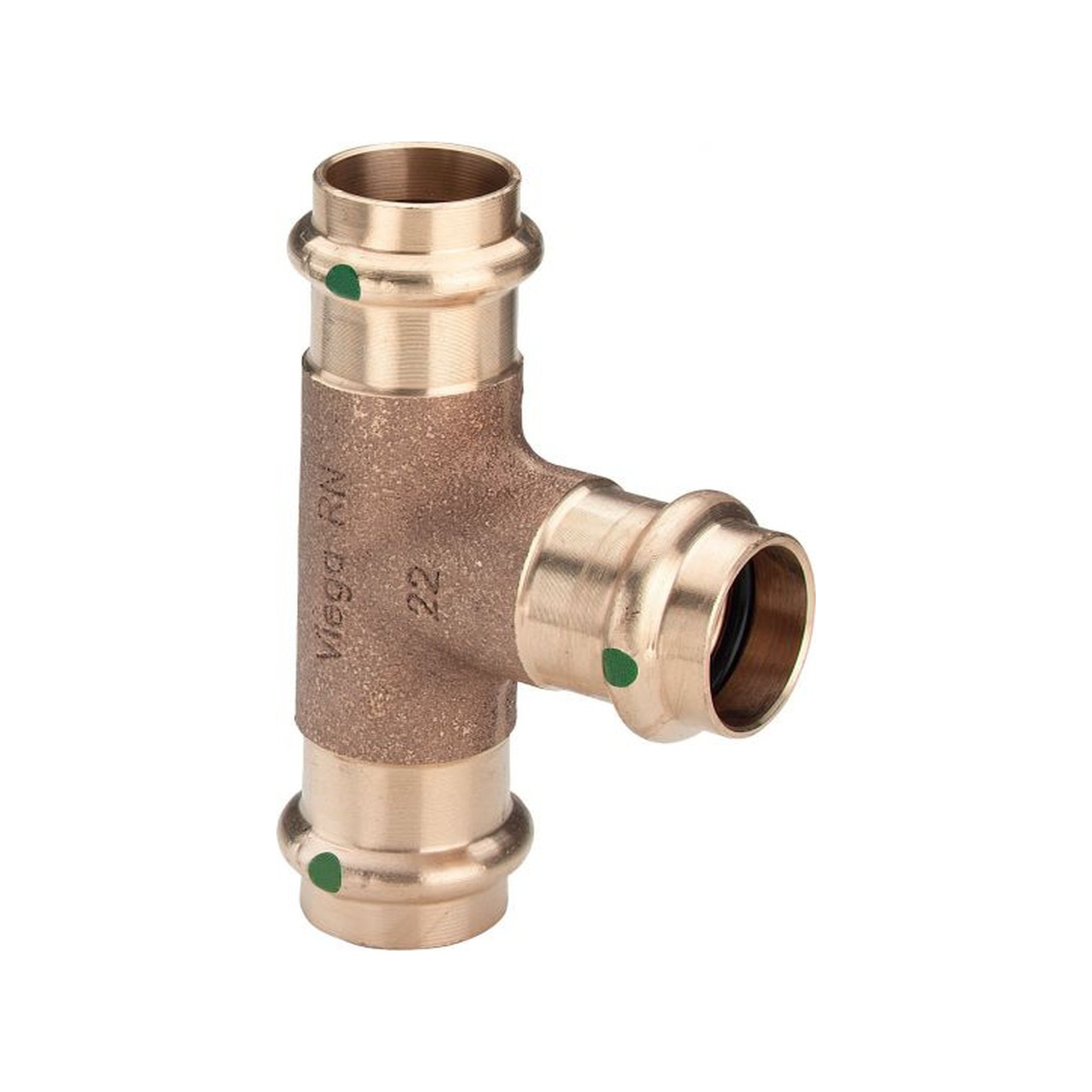 Viega Sanpress T-Stück 54 mm SC-Contur Pressanschluss Rotguss Siliziumbronze EPDM 199364