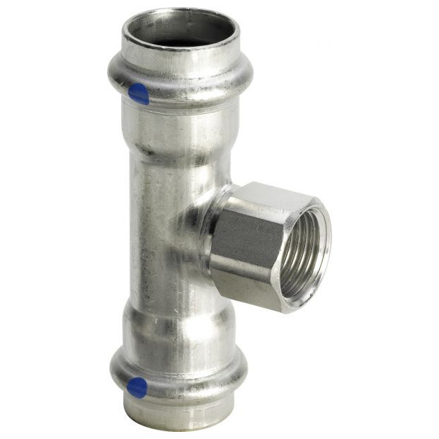 Viega T-Stück Sanpress Inox 2317.2LF SC-Contur LABS-frei Edelstahl 54mm Rp1-2 665722