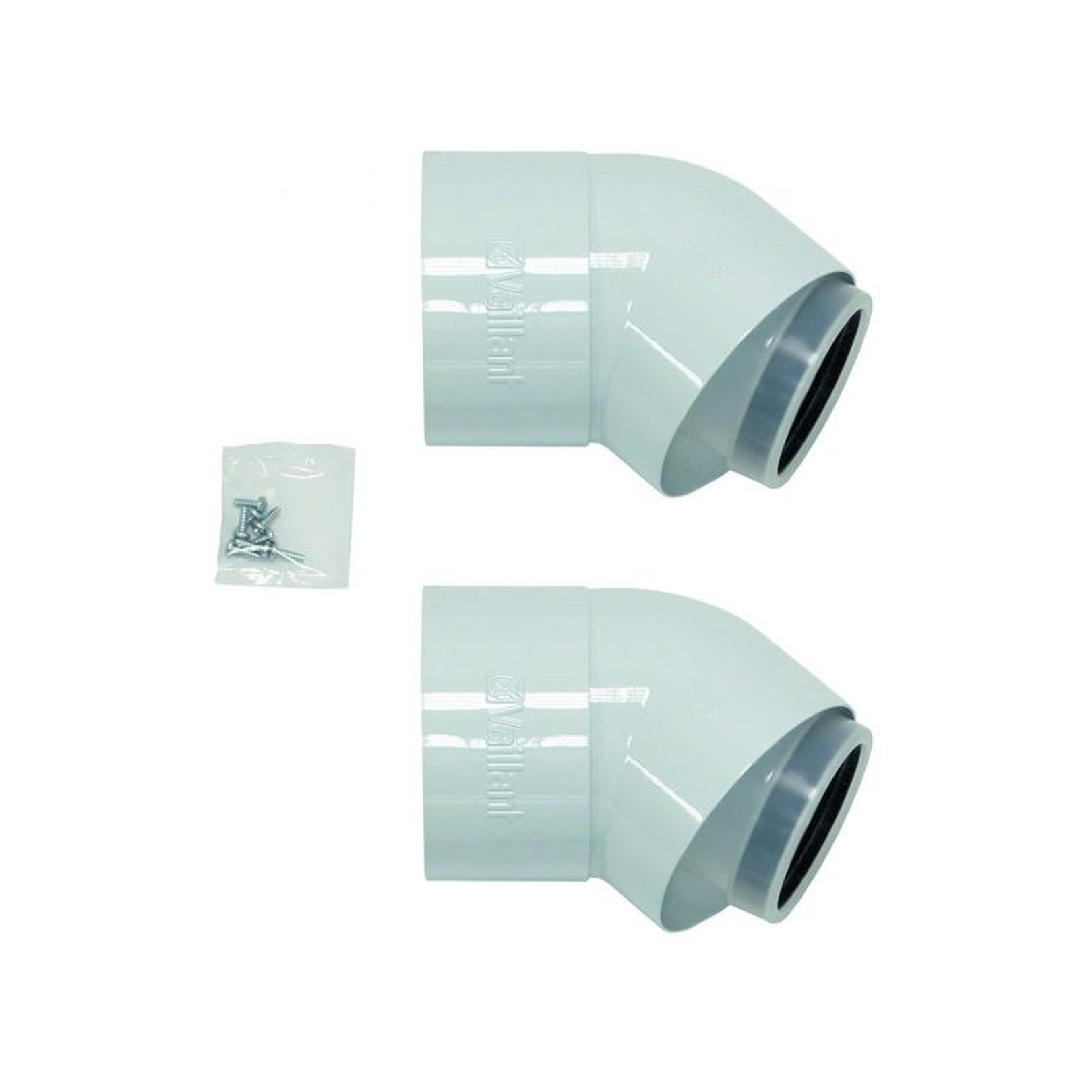 Vaillant Bogen 45 Grad 2 Stck konzentrisch 80 125 mm PP Brennwert Luft Abgasführung 303211