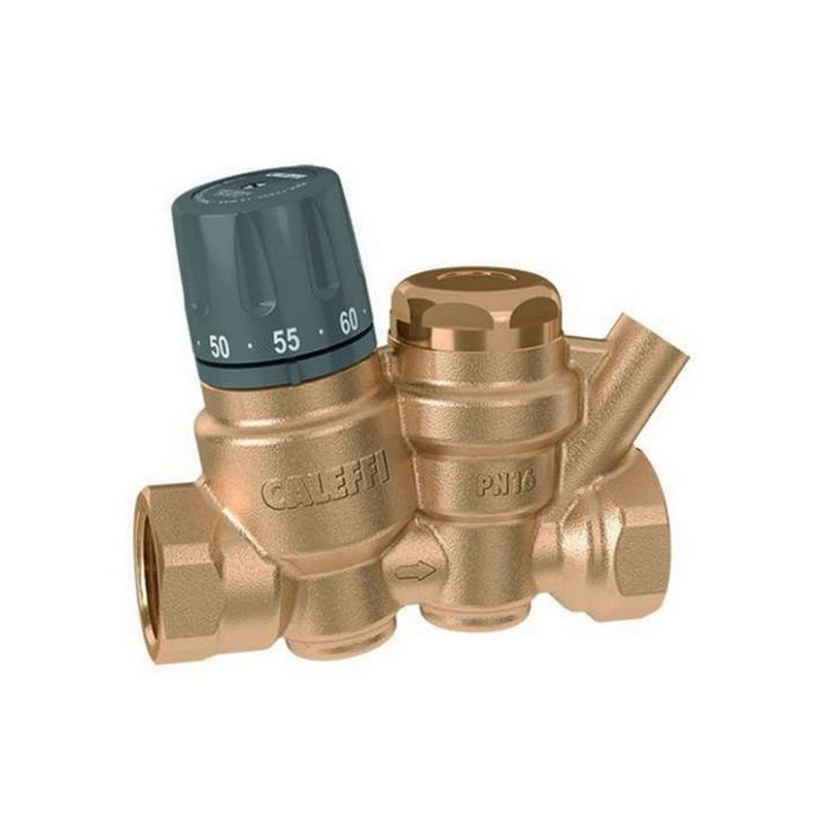 Caleffi Zirkulationsventil 116140 Warmwasser 35-60 Grad IG 1-2 Zoll Messing