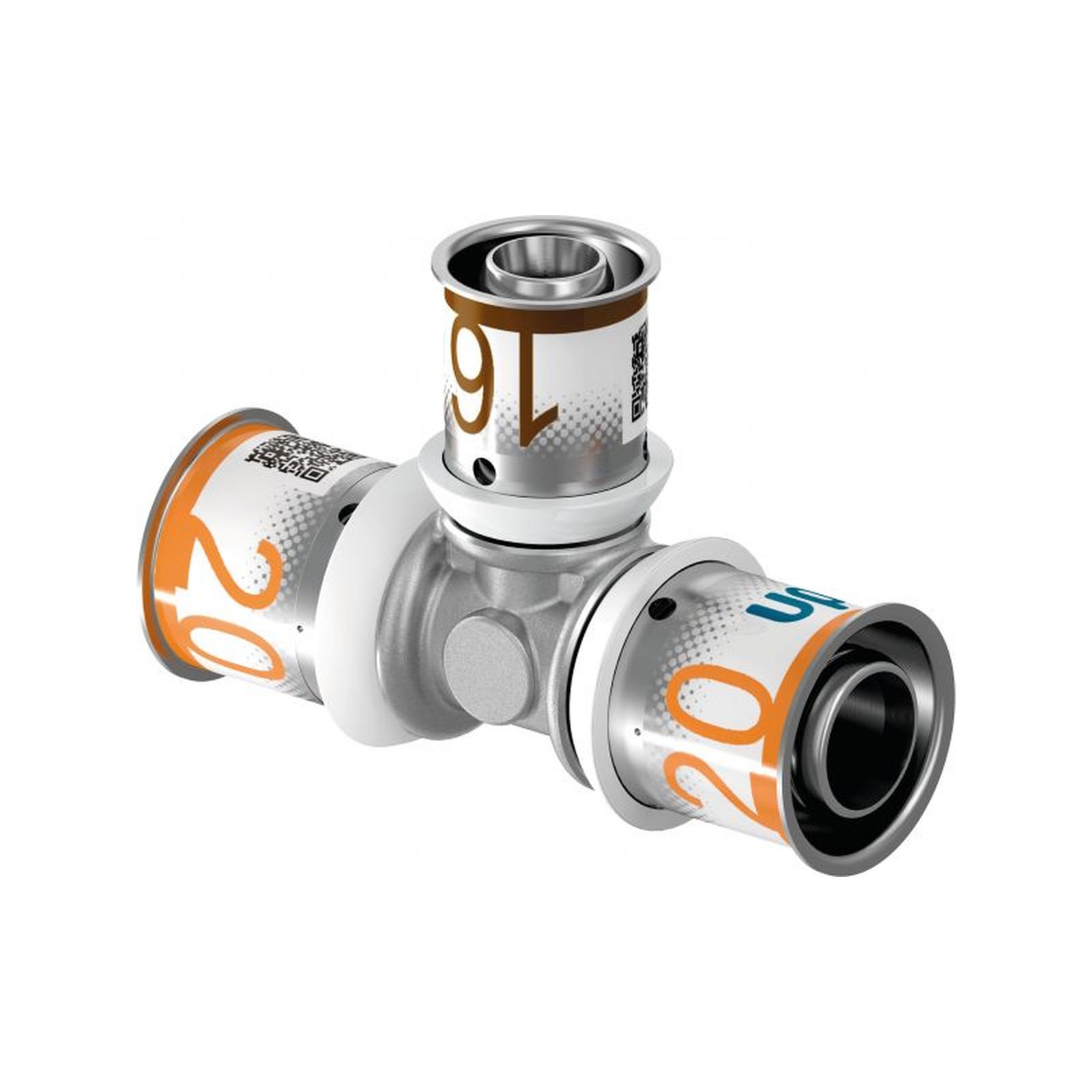 Uponor S-Press PLUS T-Stück reduziert 32 mm 25 mm 32 mm PPSU Messing Edelstahlpresshülse DVGW 1070583