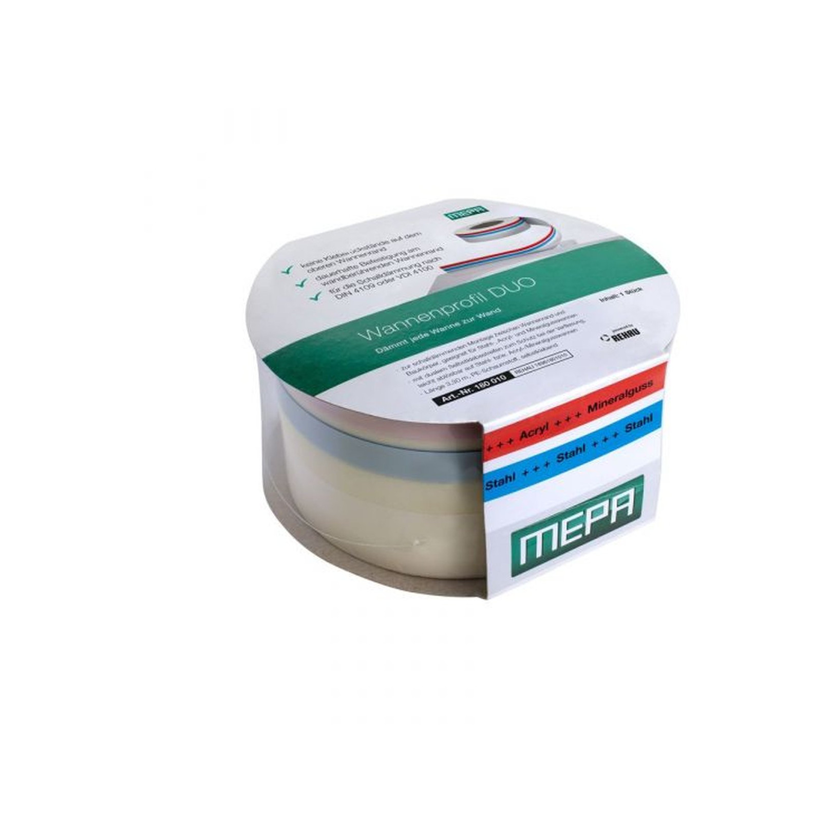 Mepa Wannenprofil Duo 180010 Fixlaenge 3,30m selbstklebend 180010