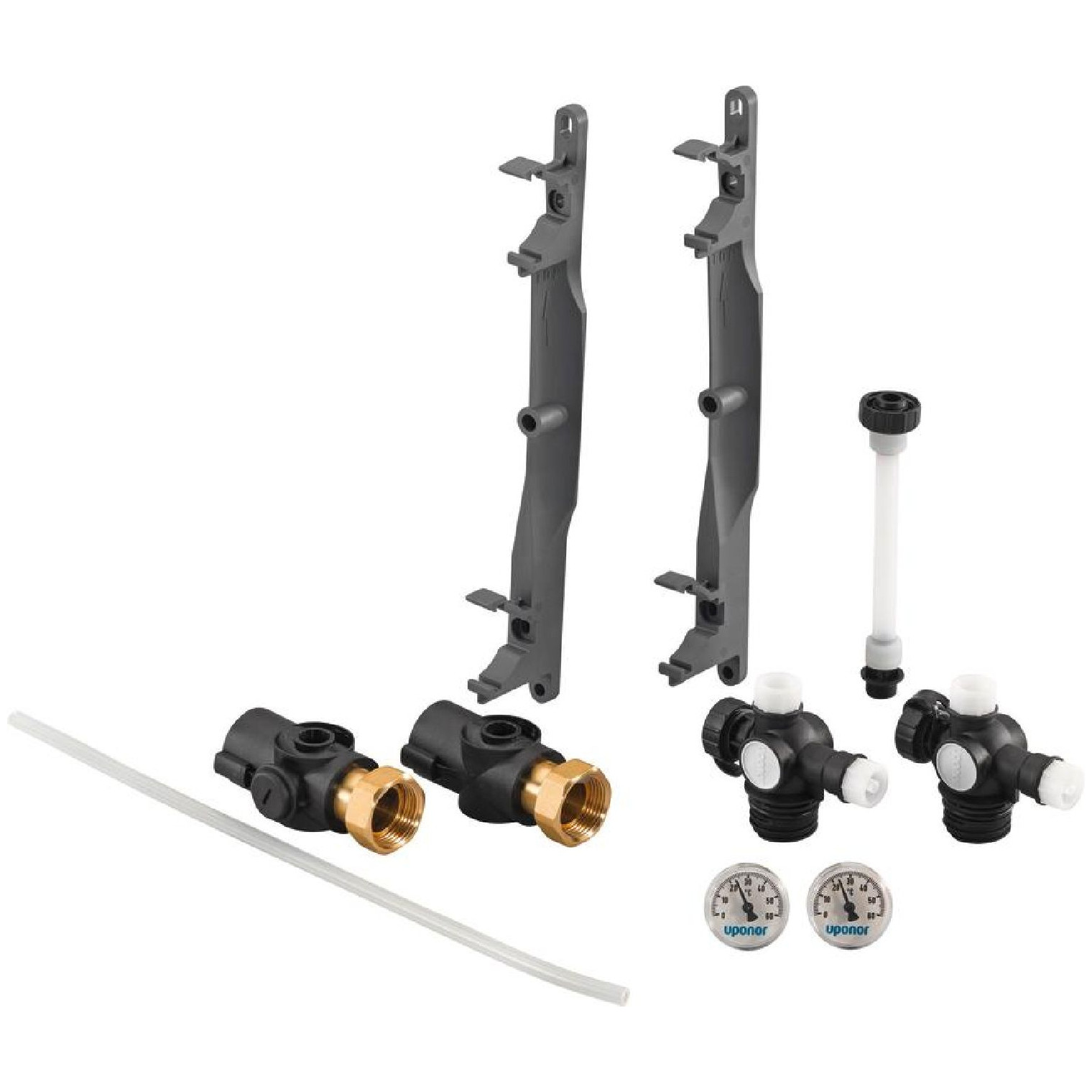 Uponor Vario PLUS Verteiler Basis Set Halter Verschraubung Thermometer Bypass 1009209