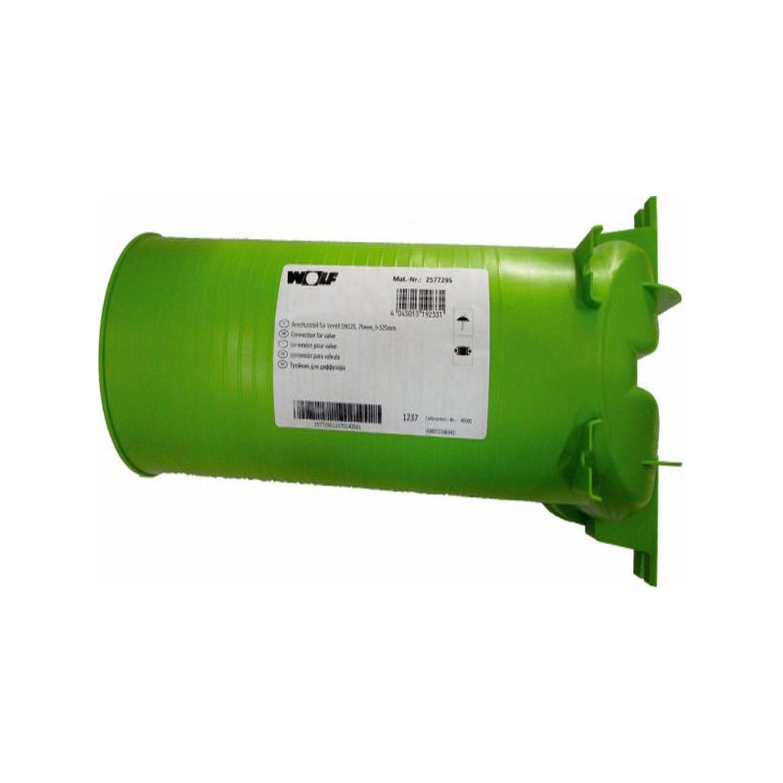 Wolf Anschlussteil Ventil DN125 90 Grad 2 Rohrstutzen DN75 Rohrkappe antistatisch 2577295