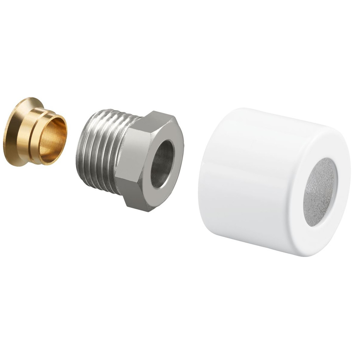Oventrop Klemmringverschraubungsset Baureihe E G 1-2 AG 15 mm weiss 1169193