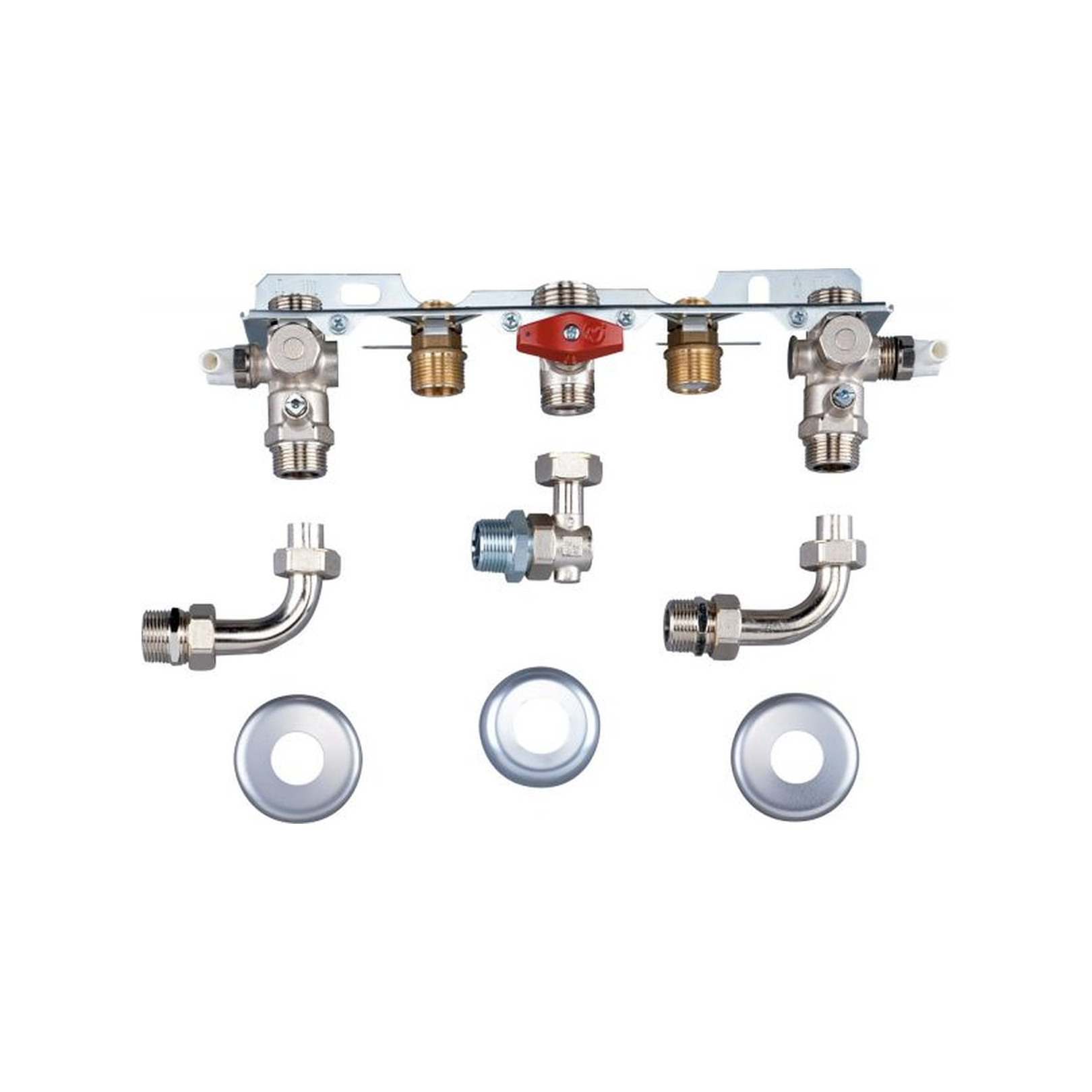Bosch Montageanschlussplatte Unterputz Nr. 994 Speicheranschluss Wartungshähne Gashahn Rückflussverhinderer 7719002375