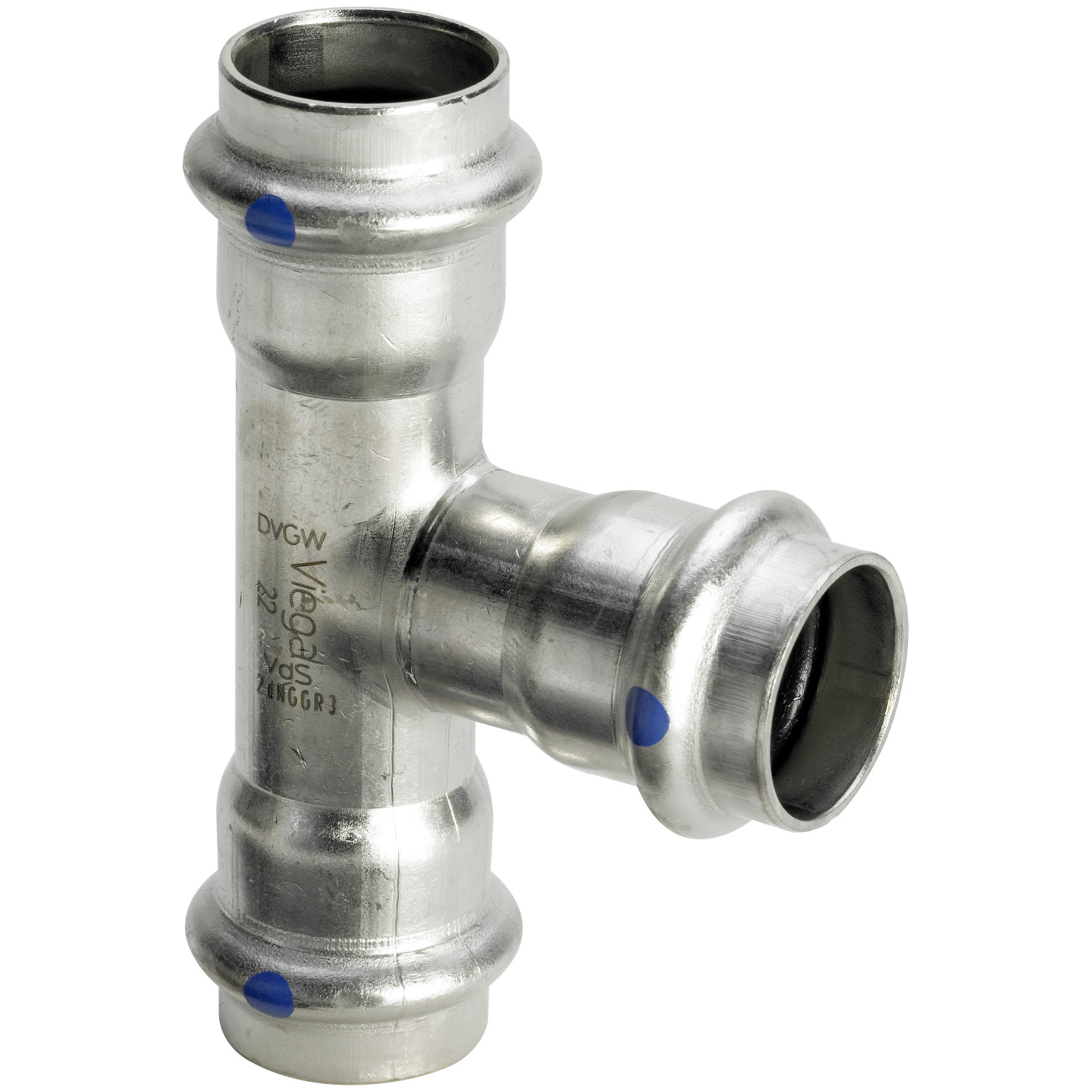 Viega T-Stück Sanpress Inox 2318LF SC-Contur LABS-frei Edelstahl 28x22x28mm 752132