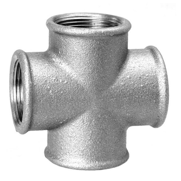 SCHMIDT HERMANN Temperguss-Kreuzstueck Nr.180 4 Zoll verzinkt Form-Verbindungsstueck 13180100