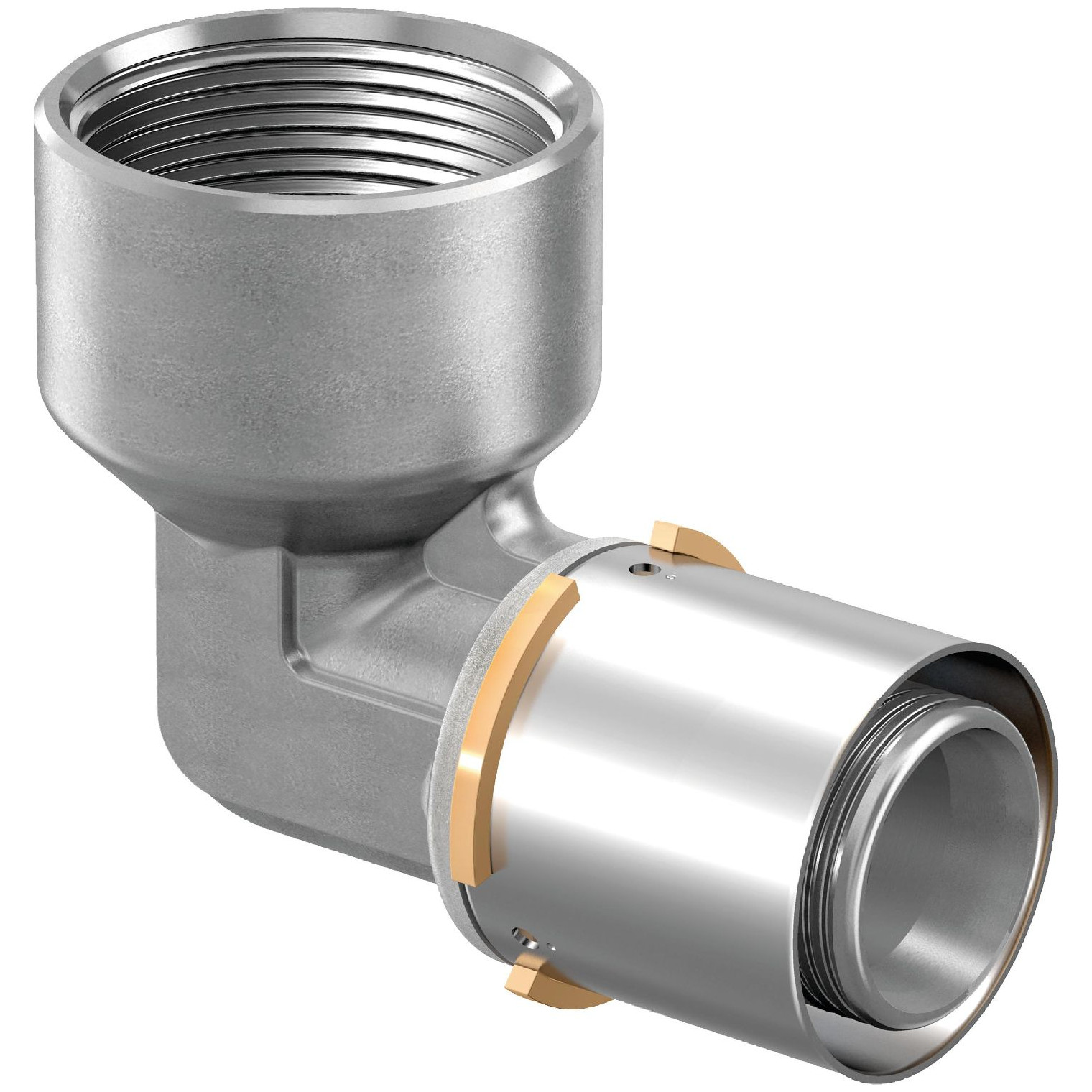 Uponor S-Press Winkelmuffe 50 Rp1-1-2-FT Messing verzinnt Presshülse Farbcode 1046912