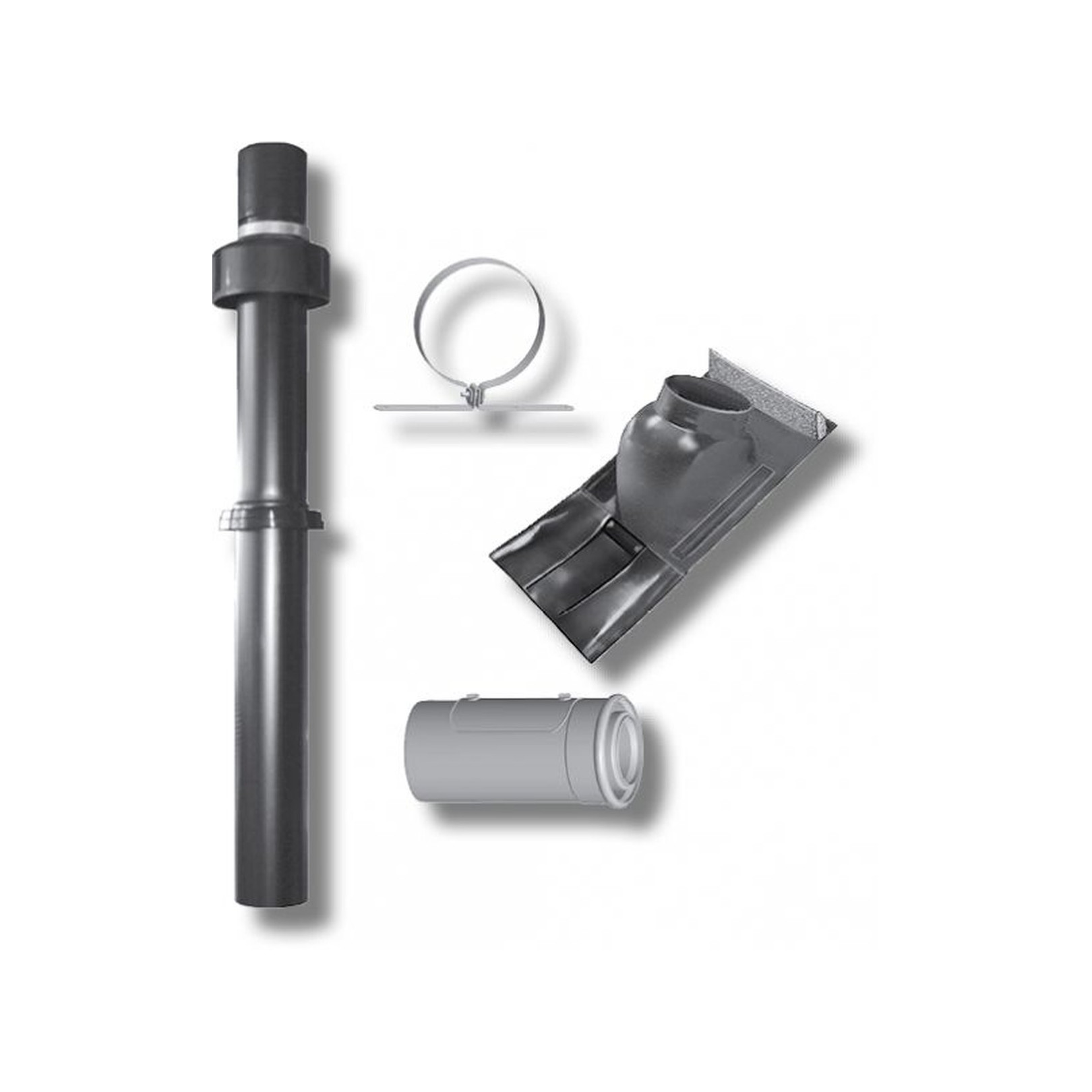 Wolf Paket Luft-Abgasführung DN60-100 Schrägdach schwarz Brennwertgeräte 2651703Z01