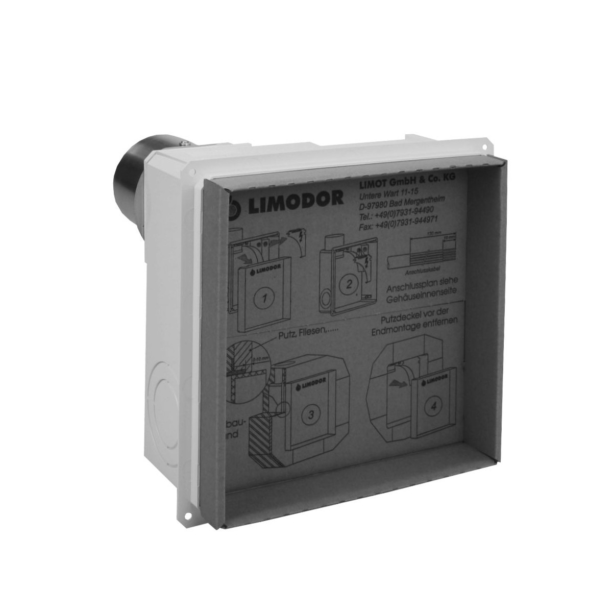 Limodor Einbaukasten compact/H-K-AP Ausblas hinten NW 80 Brandschutz Rückschlagklappe 83100