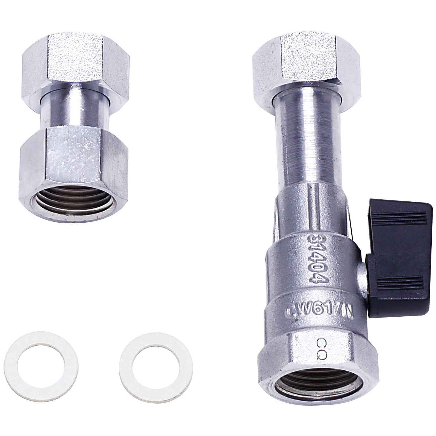 Bosch Warmwasseranschluss-Set Nr. 240 1/2 Zoll Aufputzmontage Messing vernickelt Kaltwasserabsperrhahn 7738112208