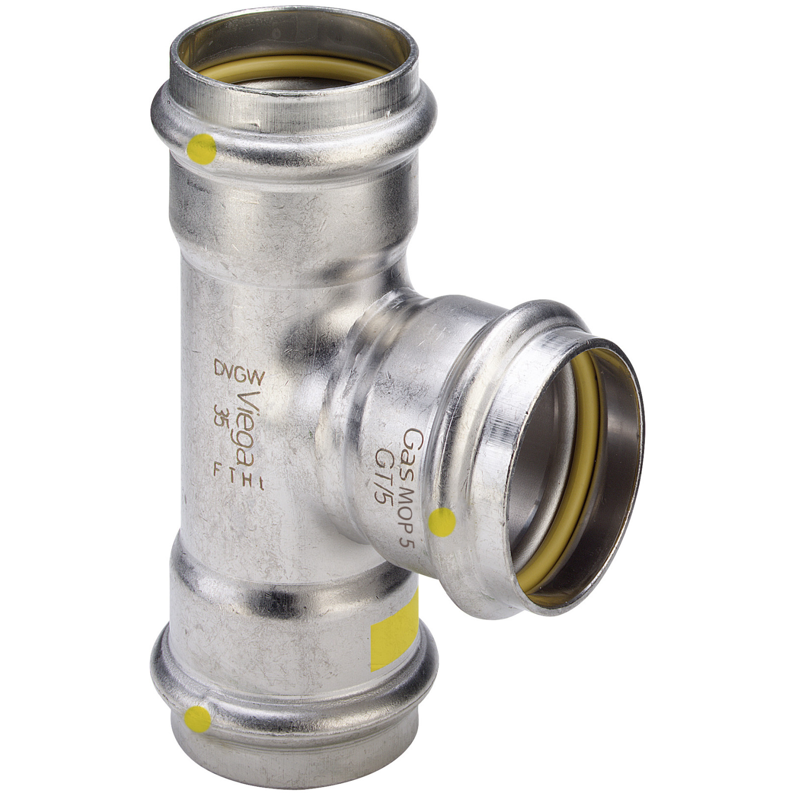 Viega T-Stück Sanpress Inox G 0218 Edelstahl-Rostfrei 22mm HNBR Dichtelemente 486488