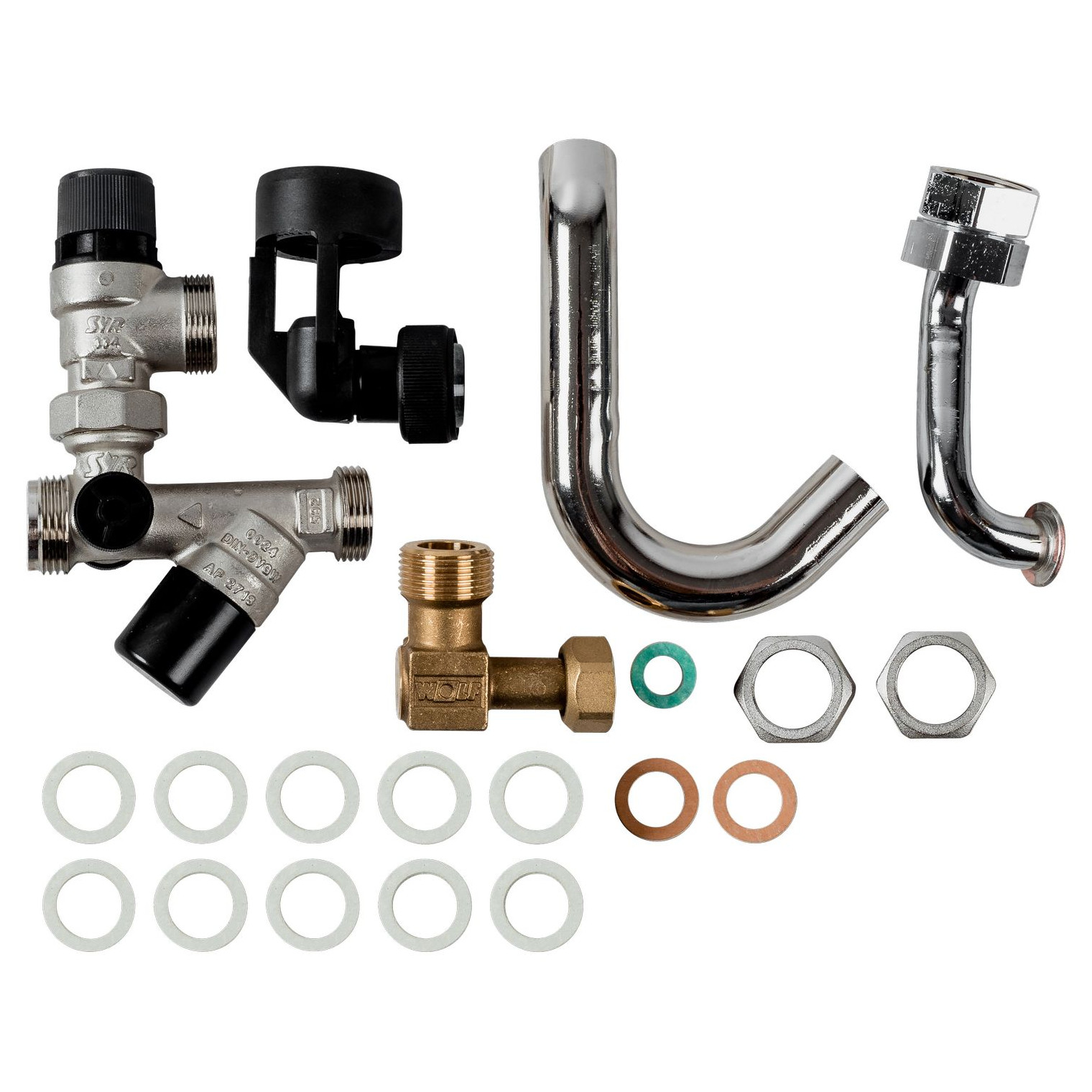 WOLF Anschluss-Set Trinkwasser CGW-2 ohne Druckminderer Aufputz Sicherheitsgruppe Verrohrung 1/2 Zoll 8610476