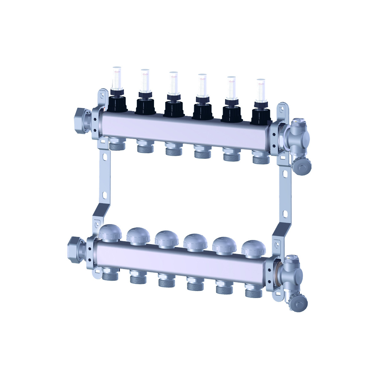 Purmo Objekt line FBWMSST0240125P Heizkreisverteiler Edelstahl 2 Kreise Durchflussmengenmesser