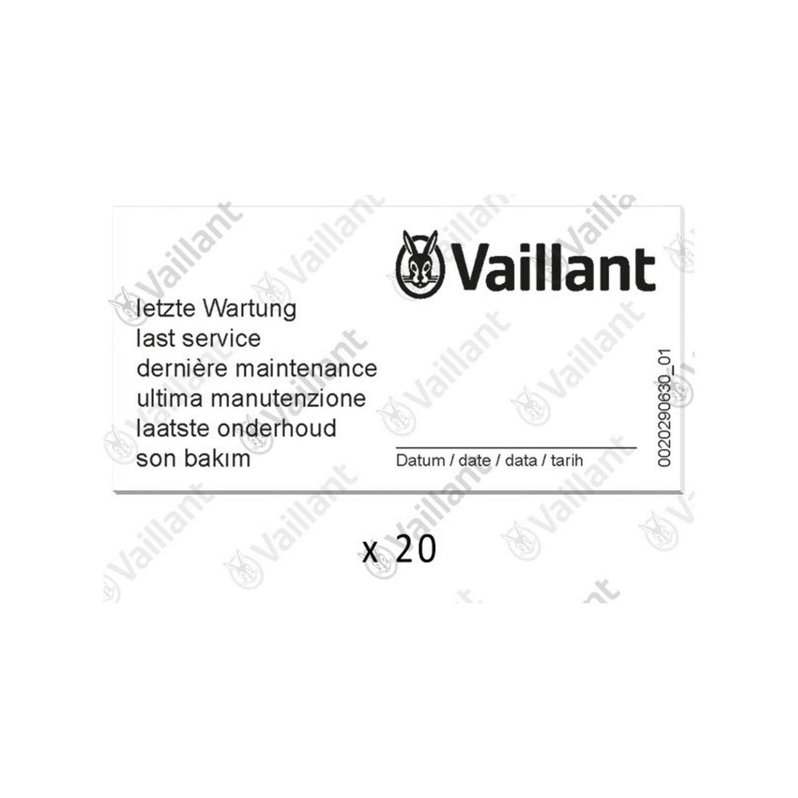 Vaillant Wartungsaufkleber 20 Stück kompatibel Heizsysteme 0010027639