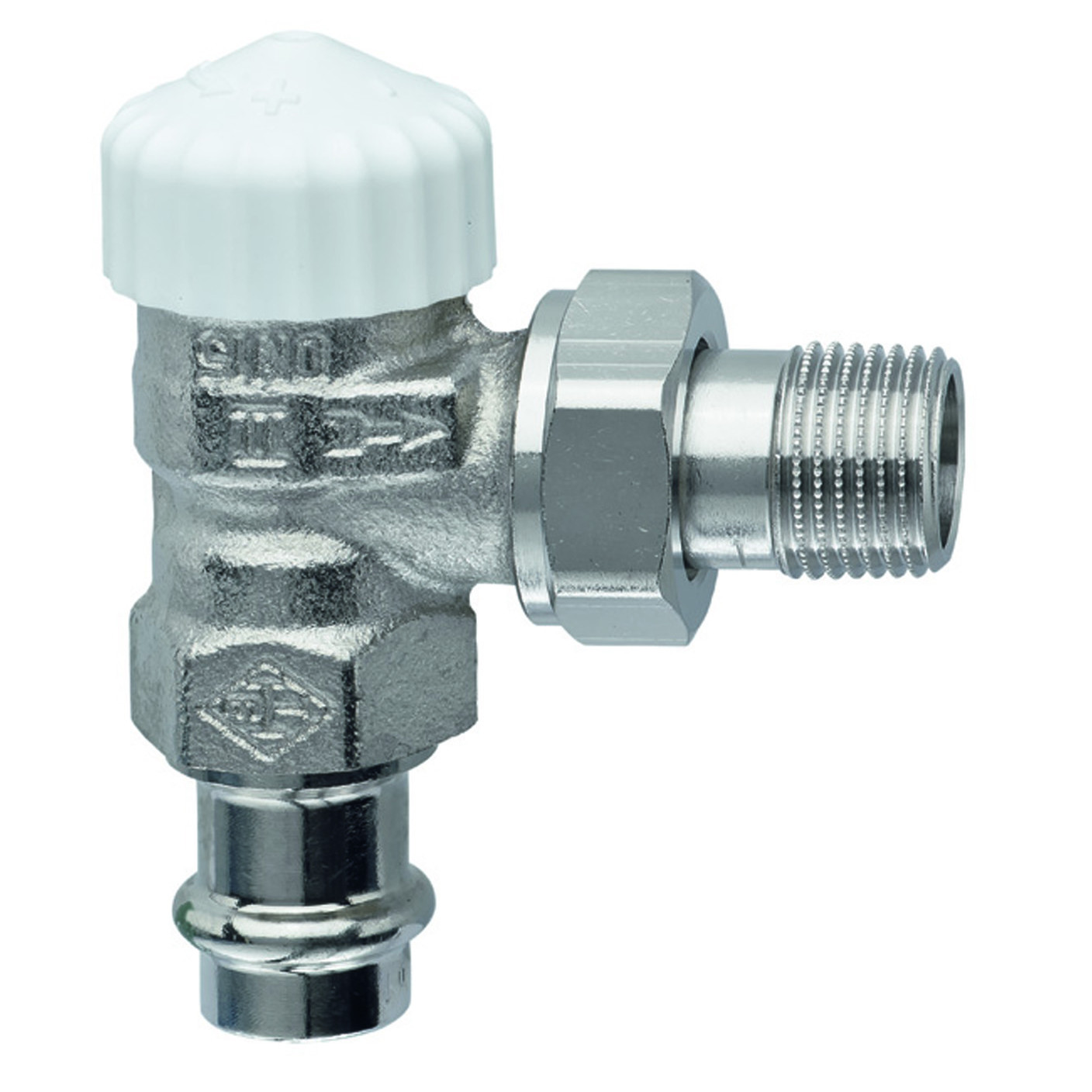 IMI Hydronic Thermostat-Ventilunterteil V-exact II Eck 1-2 Zoll Viega-Press 15mm Rotguss 3717-15.000