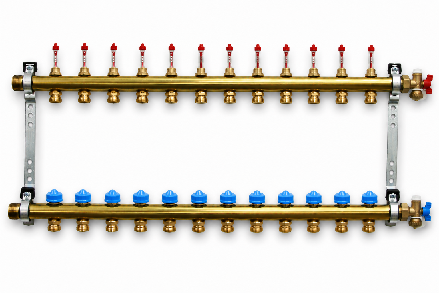 Roth Heizkreisverteiler 12-Heizkreise Messing FlatConnect mit DFA absperrbar 1115011042