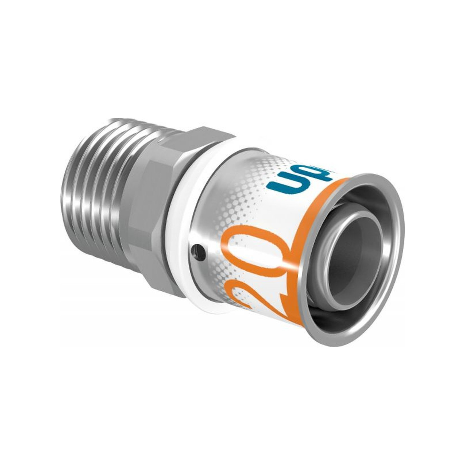 Uponor S-Press PLUS Übergangsnippel 20 mm DN15 1/2 Zoll AG Pressmuffe Edelstahlpresshülse DVGW 1070504
