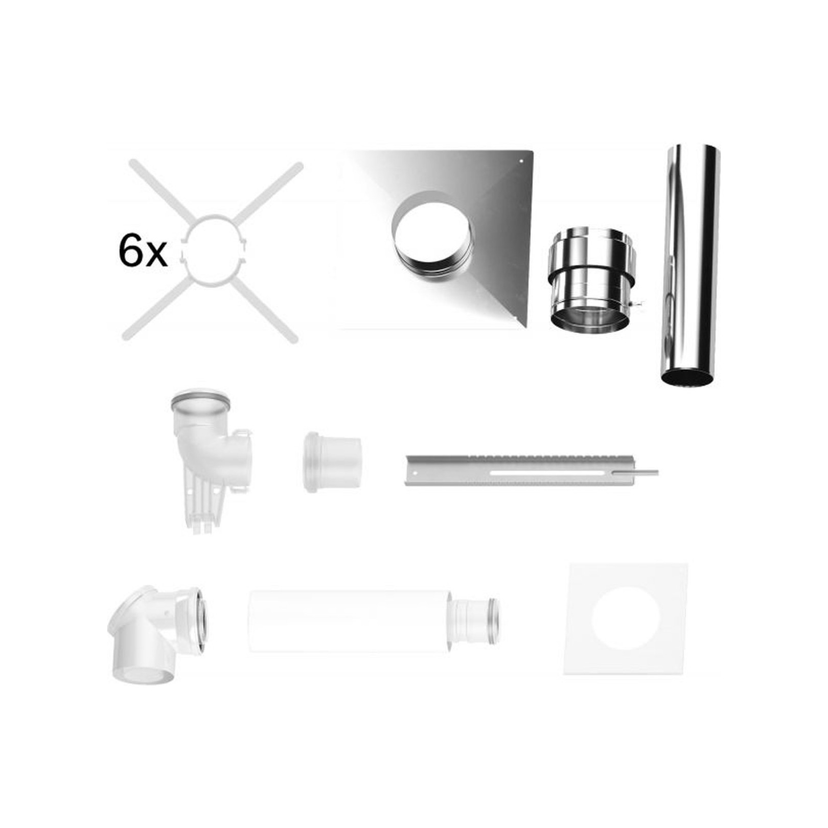 Bosch Abgaszubehör FC-Set80-C93x Grundbausatz Edelstahl Schacht oben 80/125 mm Anschluss oben 7738112545