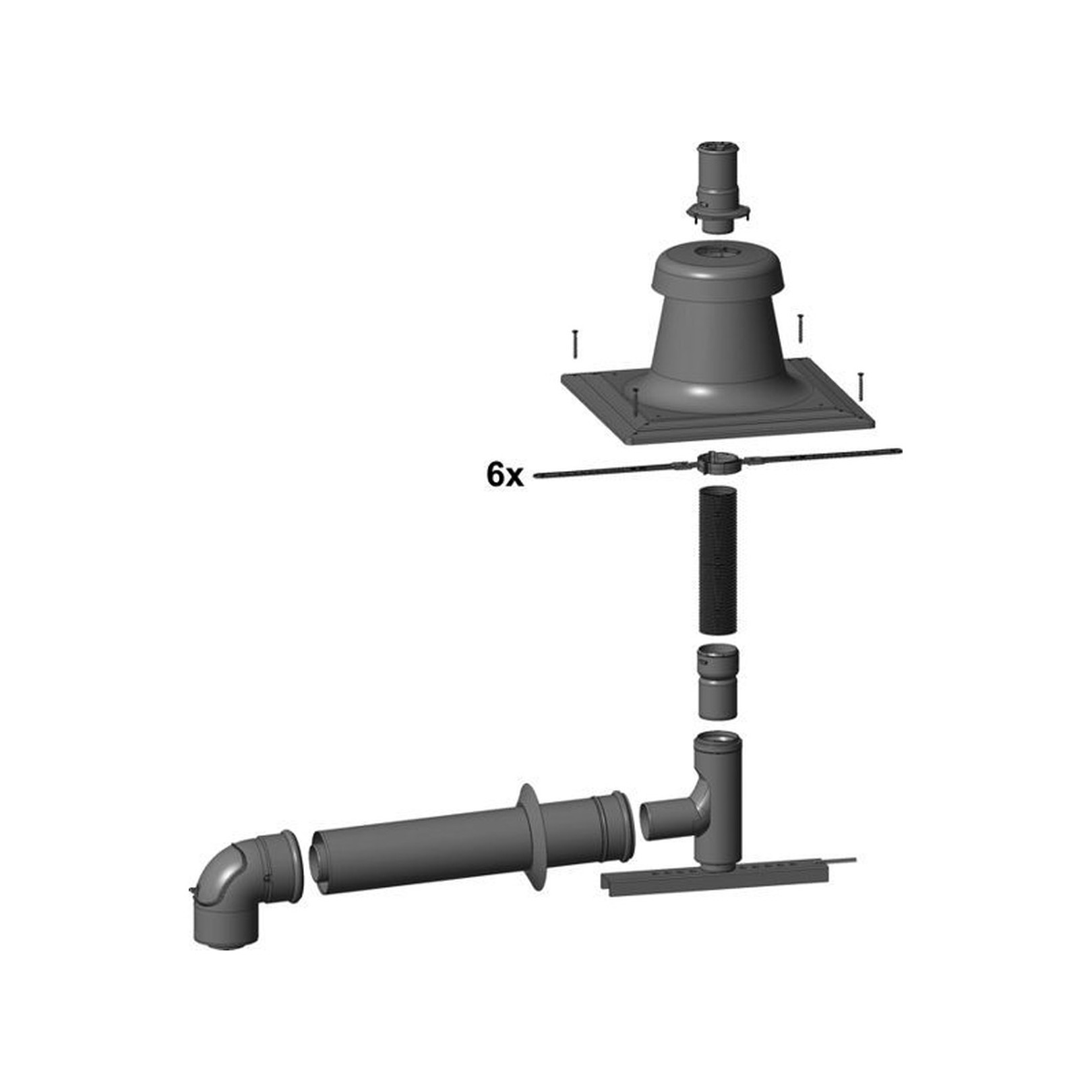 Wolf Anschluss-Set C93x DN110/160 flexibel Schacht DN110 Abdeckung PP raumluftunabhängig 2652004