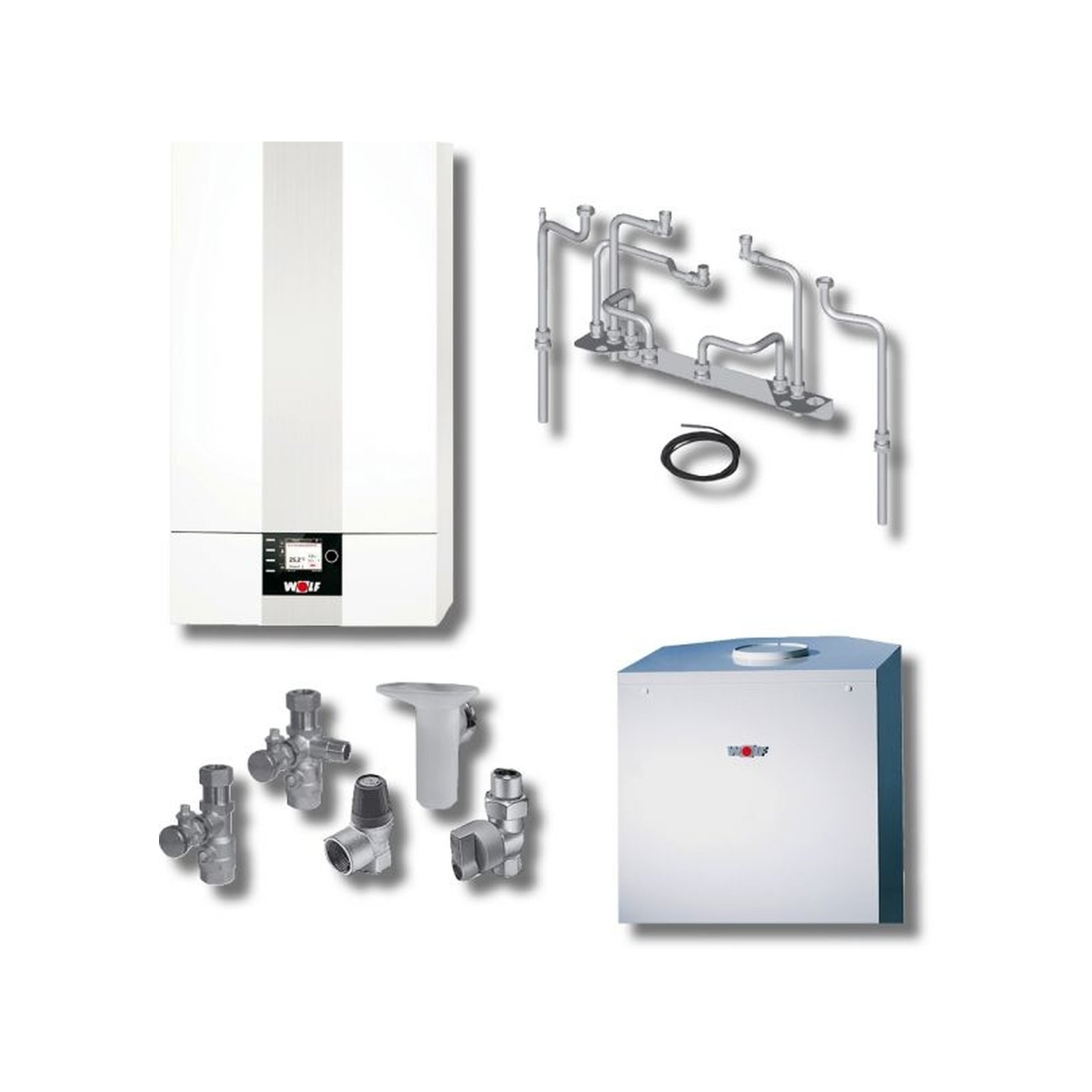 Wolf Brennwerttherme CGB-2-14 Paket Speicher CSW-120 BM-2 Aufputz 8615008F04