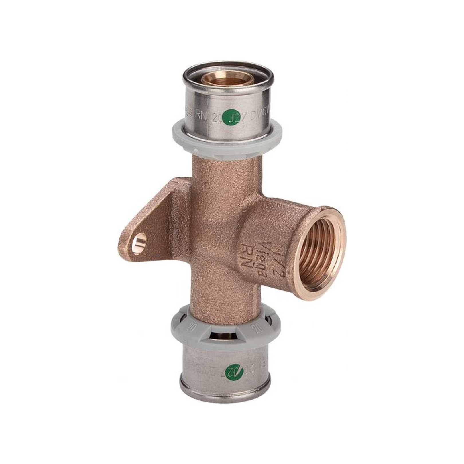Viega Pressfitting Sanfix P 2125.8 Wandscheiben T-Stück 20mm x 1/2 Zoll Rotguss SC-Contur 303105