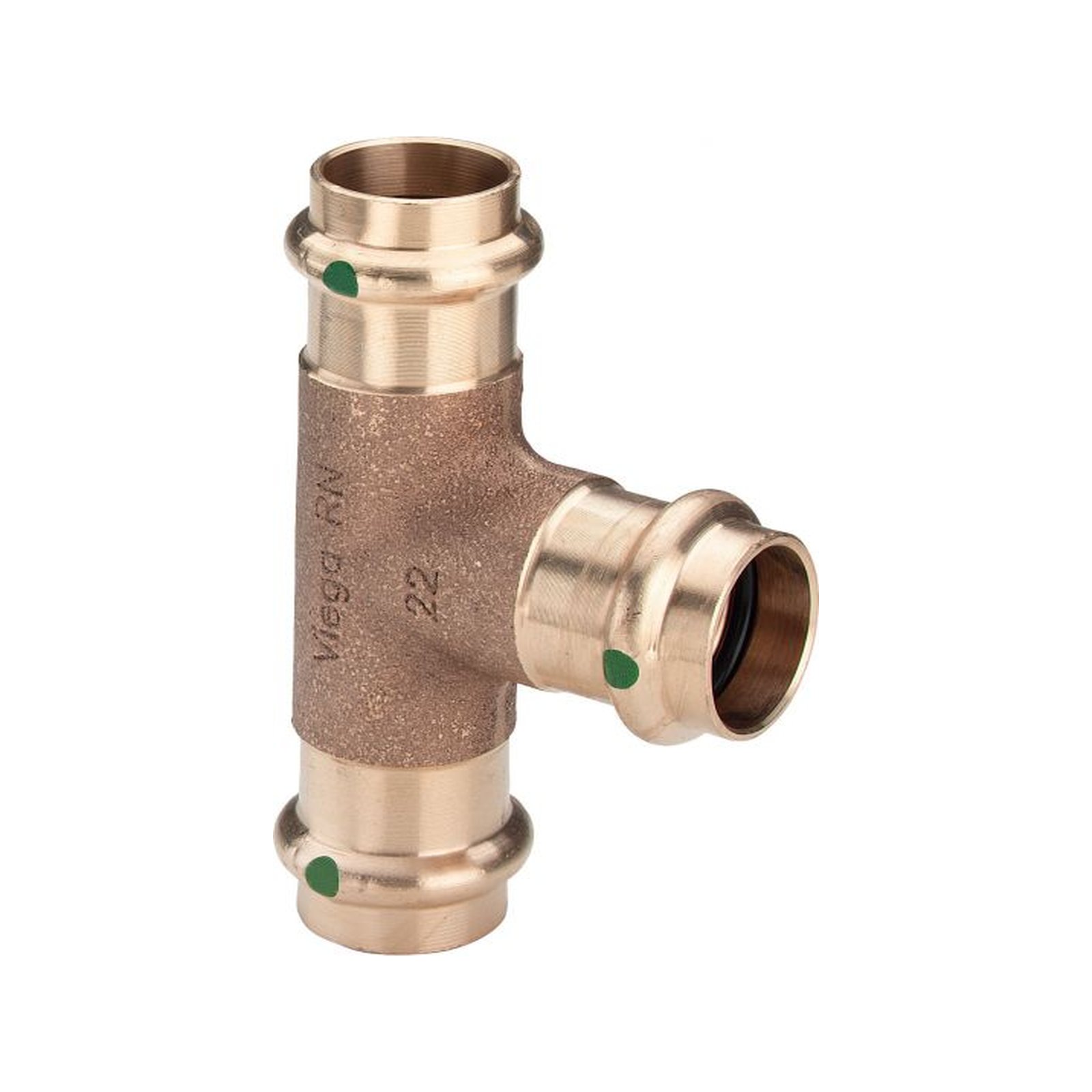 Viega Sanpress T-Stück 54 mm SC-Contur Pressanschluss Rotguss Siliziumbronze EPDM 199364