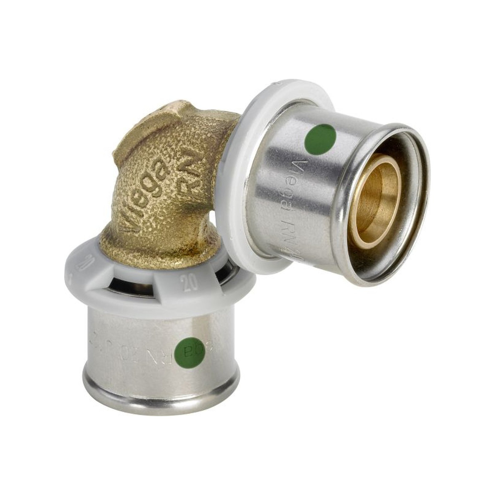 Viega Pressfitting Sanfix P 2116 Winkelkupplung 90 Grad Rotguss Pressanschluss 50mm SC-Contur 566241