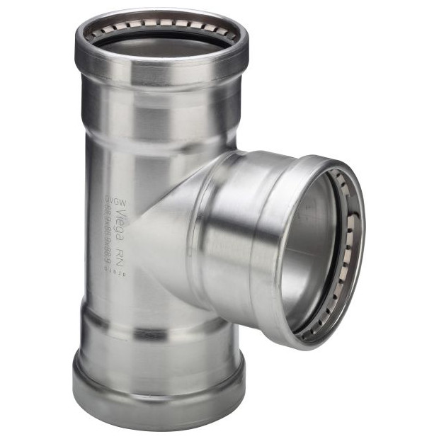 Viega T-Stueck Sanpress Inox 2318XLLF SC-Contur LABS-frei Edelstahl Pressfitting EPDM 108x88-9x108mm 665494