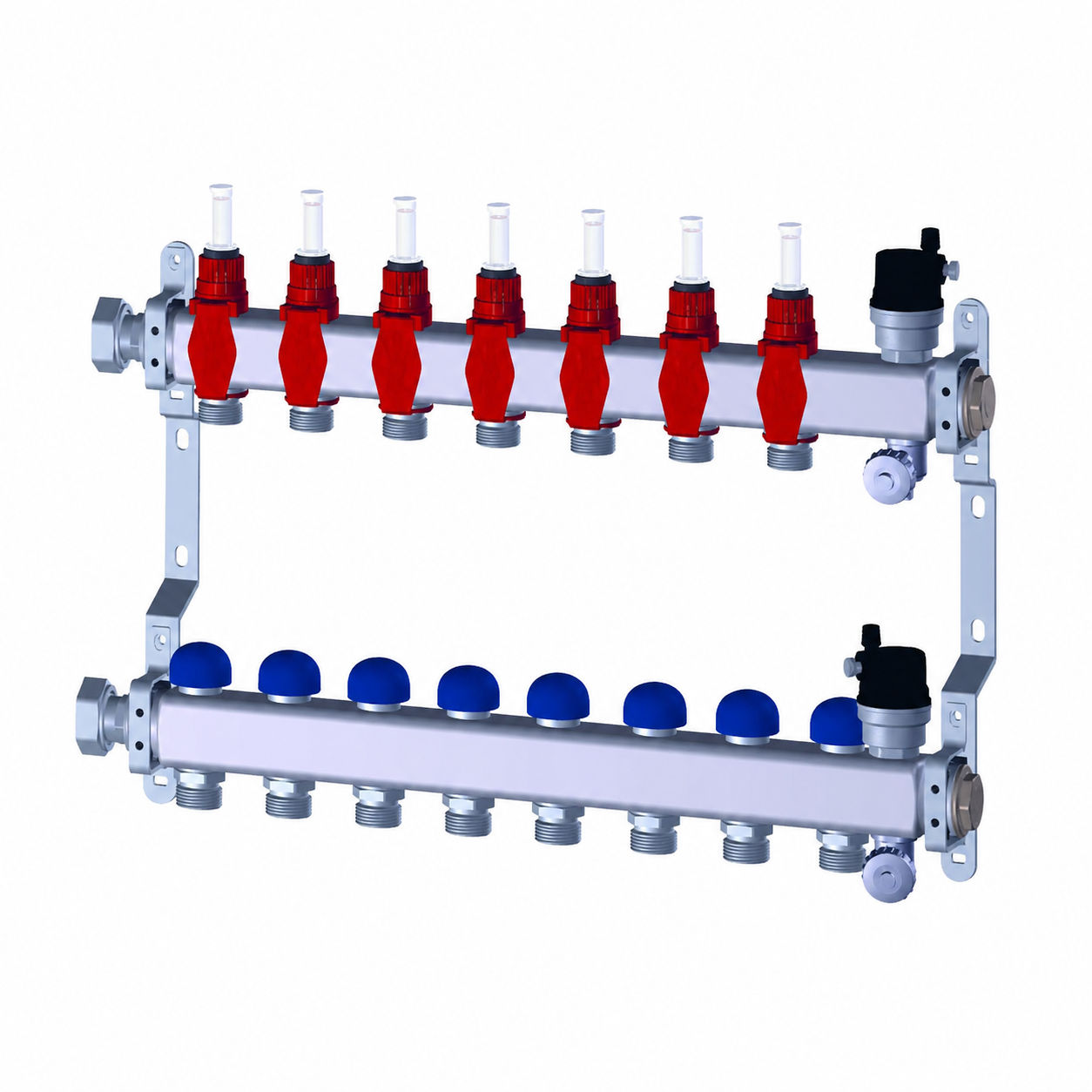 Purmo Premium line FBWMSST0740142P Heizkreisverteiler 7 Kreise Edelstahl Durchflussmengenmesser