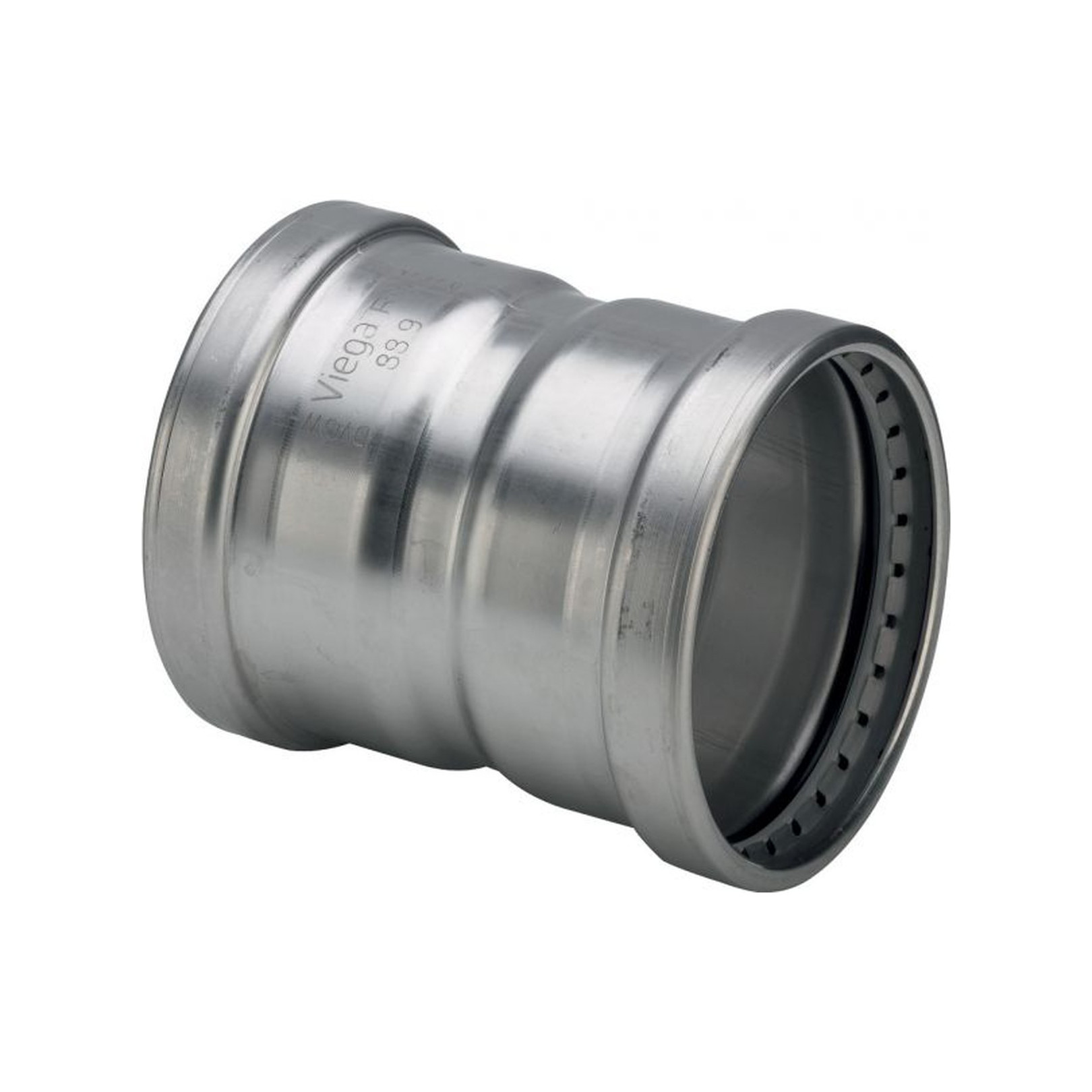 Viega Sanpress Inox XL-Muffe 482800 76,1 mm Edelstahl SC-Contur EPDM-Dichtelemente Schneidringe Trennringe