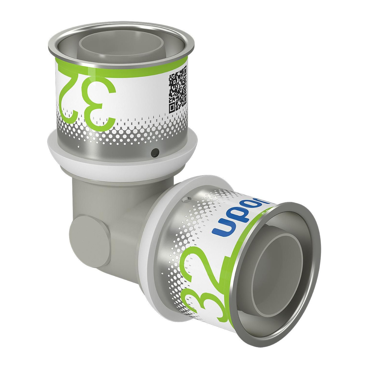 Uponor S-Press PLUS Winkel 90 Grad PPSU 32 mm 32 mm Pressmuffe DVGW Edelstahlpresshülse 1039932