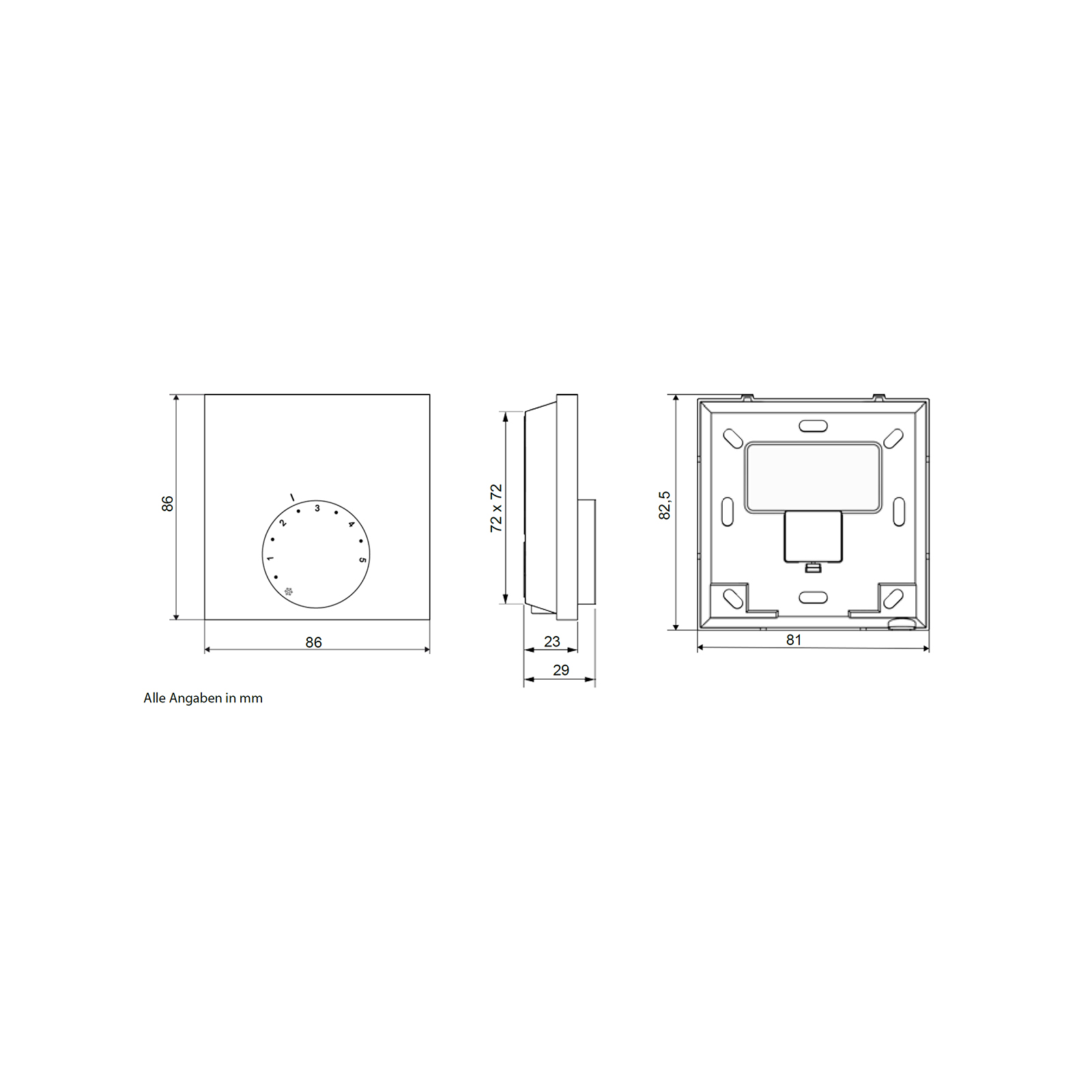 Raumthermostat 230 V Alpha direct Standard weiss Aufputz Skala 1-5 NC