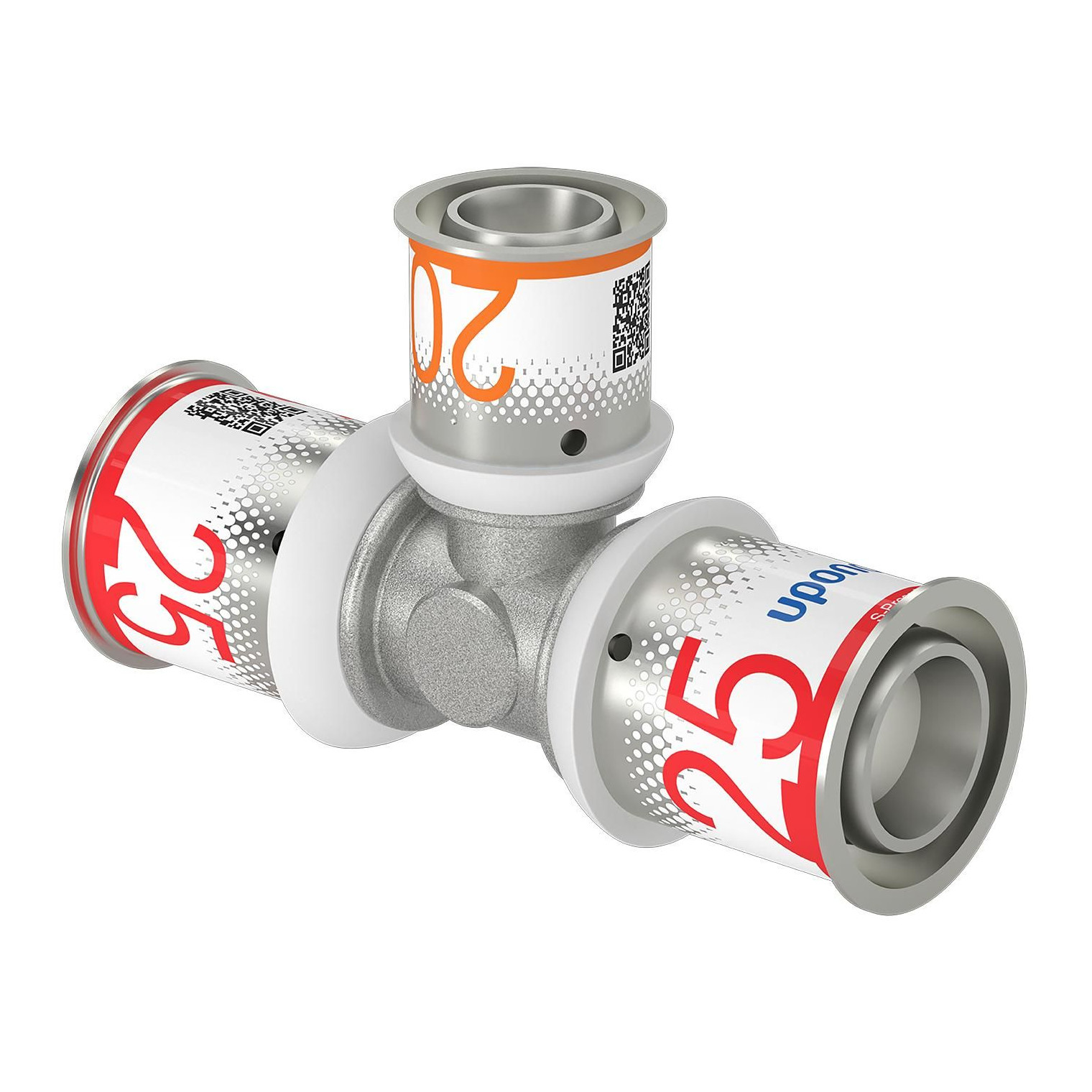 Uponor S-Press PLUS T-Stück reduziert Pressmuffe 25mm 20mm 25mm DVGW zertifiziert Edelstahlpresshülse 1070577