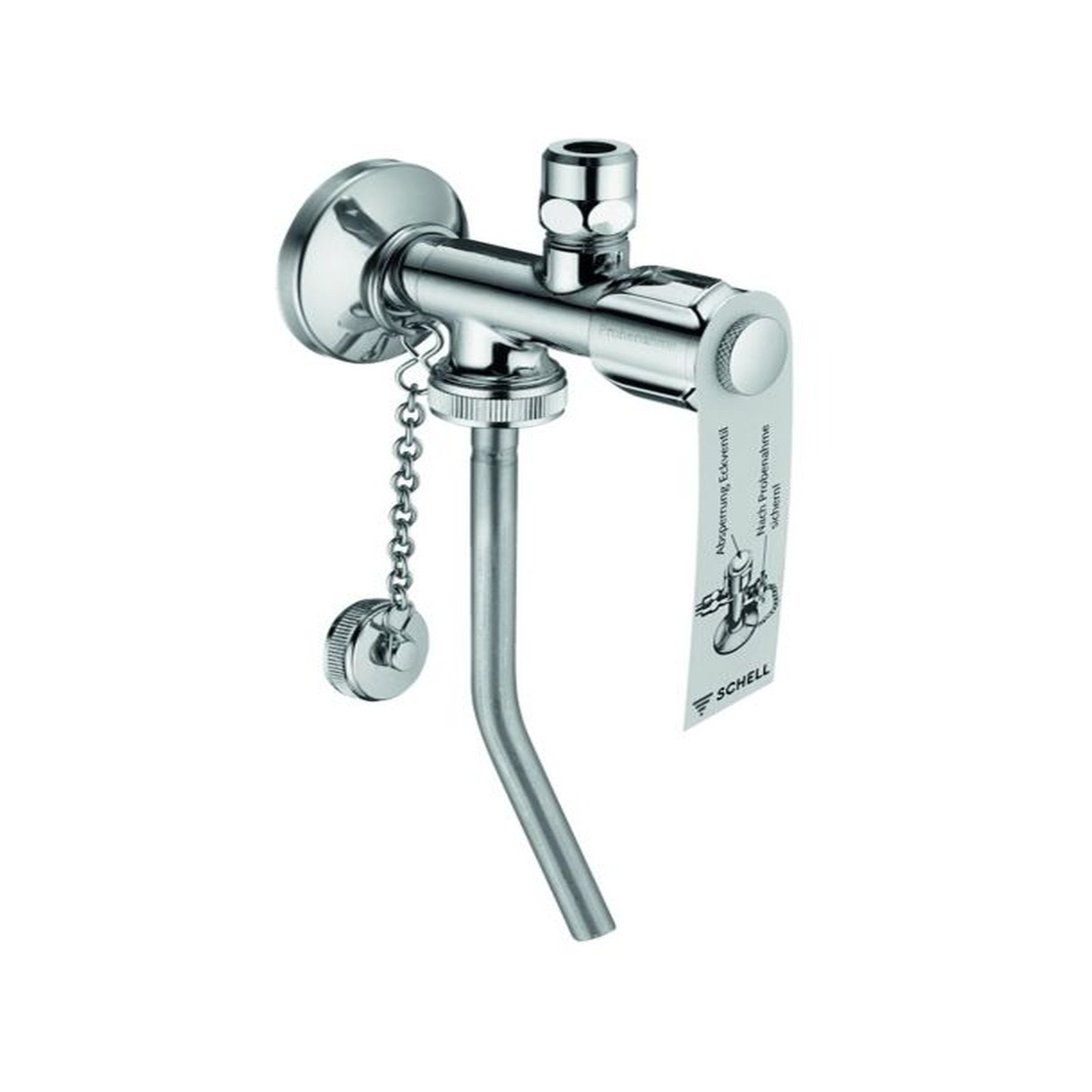 SCHELL Probeentnahme-Eckventil Comfort DN 15 G 1/2 AG ASAG easy verchromt langer Schaft Quetschverschraubung DVGW 038350699