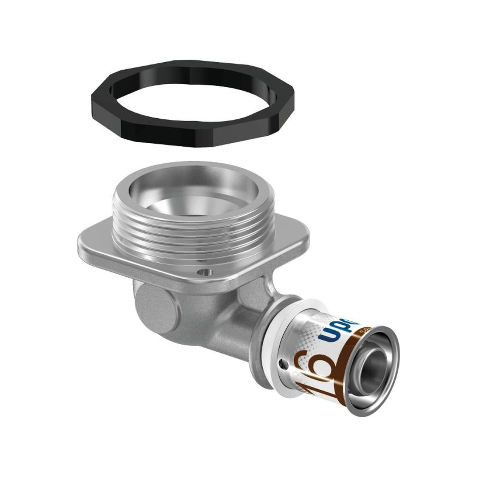 Uponor S-Press PLUS Anschlusswinkel flach 16mm DN15 1/2 Zoll IG PPSU Messing verzinnt 1070657