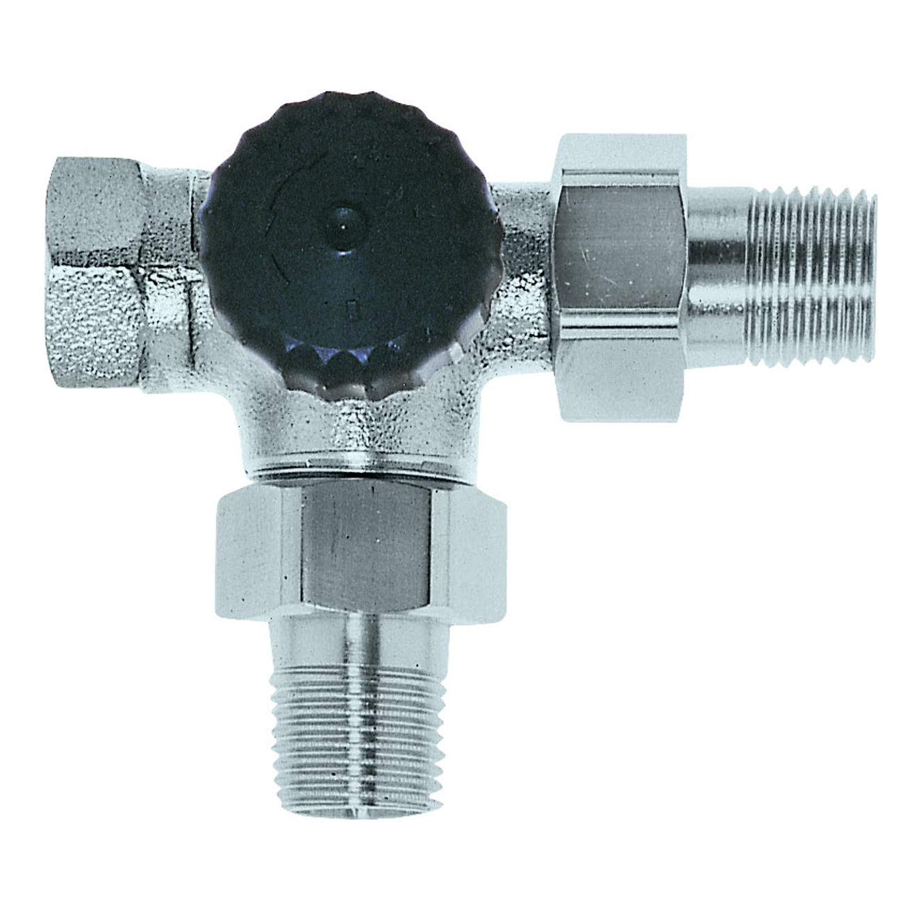 Heimeier Dreiwege Thermostatventil DN15 1/2 Zoll vernickelt Bypass-Steuerung 4151-02.000