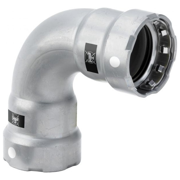 Viega Bogen 90 Grad SC Megapress S 4316 1-1-2 Zoll Stahl Zn-Ni FKM Dichtelemente 769864