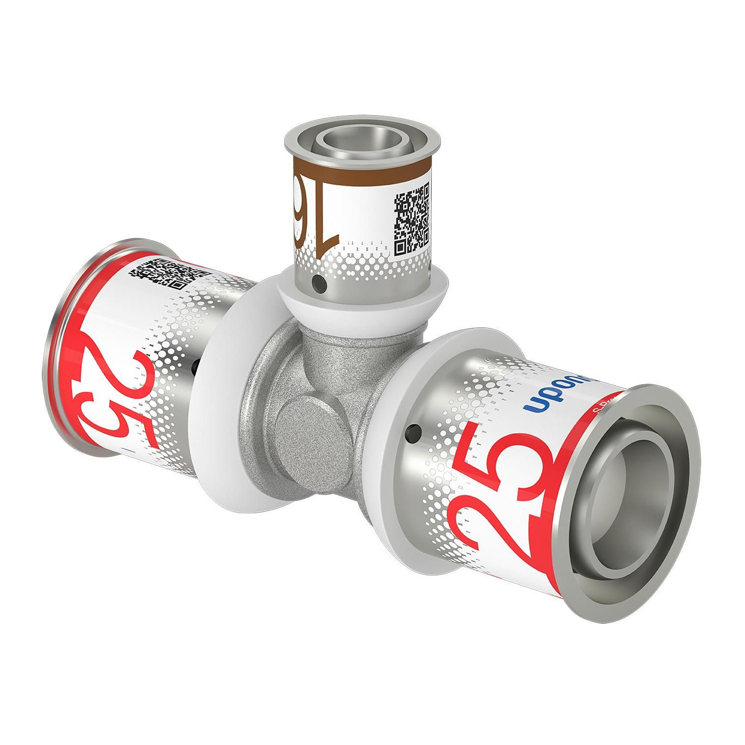 Uponor T-Stück S-Press PLUS reduziert 25x16x25 mm Pressfitting Edelstahlpresshülse DVGW 1070574