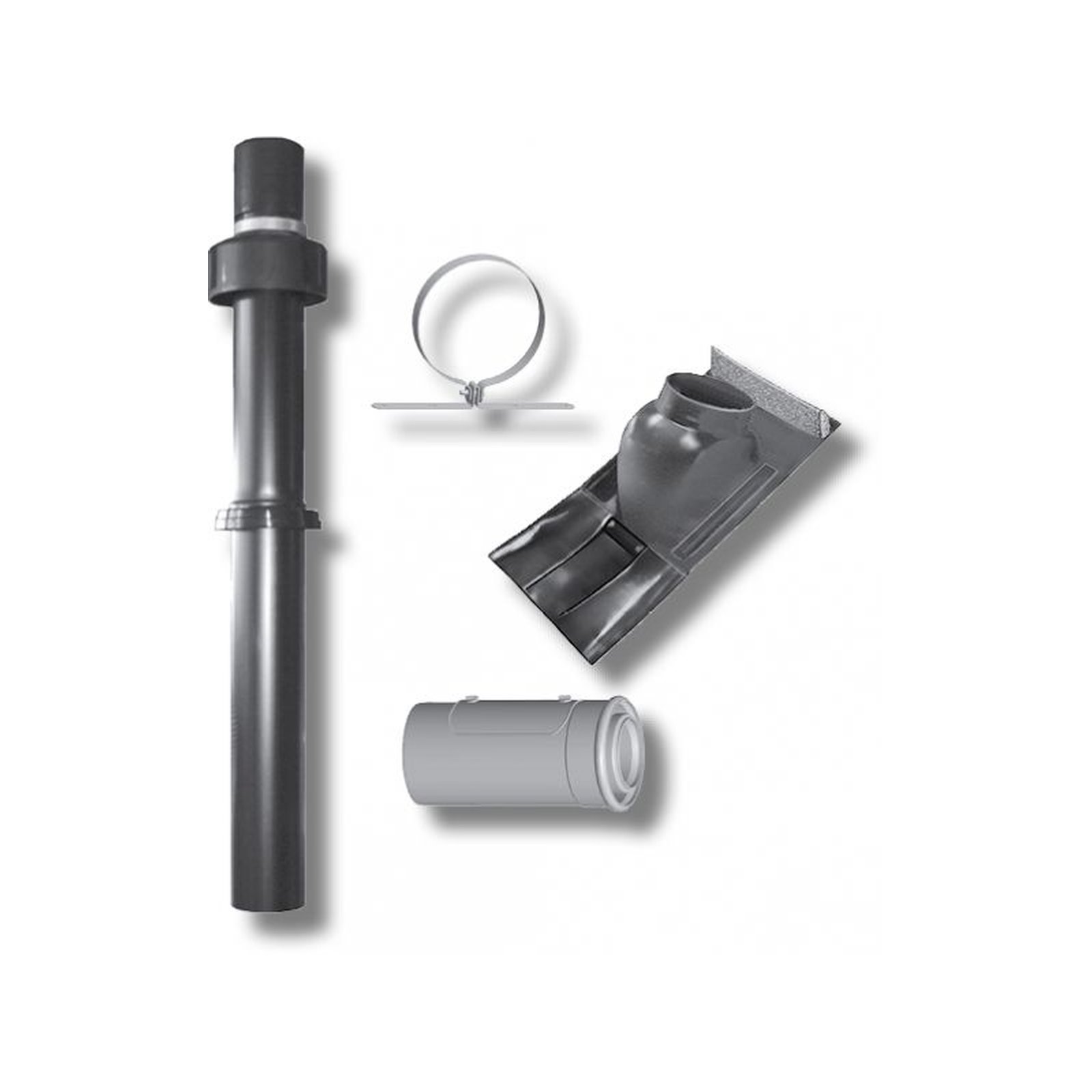 Wolf Paket Luft-Abgasführung DN80-125 Schrägdach schwarz Brennwertgeräte 2651474Z01